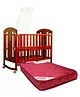 Babyhug Florence Wooden Cot Cum Rocker With Storage Space  - Cherry AND Babyhug Mattress - Maroon (Print May Vary)