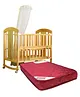 Babyhug Florence Wooden Cot Cum Rocker With Storage Space  - Natural Finish AND Babyhug Mattress - Maroon (Print May Vary)