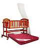 Babyhug Ionia Wooden Cradle With Mosquito Net - Cherry AND Babyhug Mattress Floral Print - Maroon