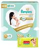 Pampers Premium Care Pant Style Diapers Extra Small  - 70 Pieces & Babyhug Premium Baby Wipes - 80 Pieces