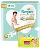 Pampers Premium Care Pant Style Diapers XL Size - 36 pieces & Babyhug Premium Baby Wipes - 80 Pieces