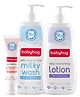 Babyhug Moisturising Cream 100 ml, Milky wash 400 ml & Moisturising Lotion 400 ml Combo