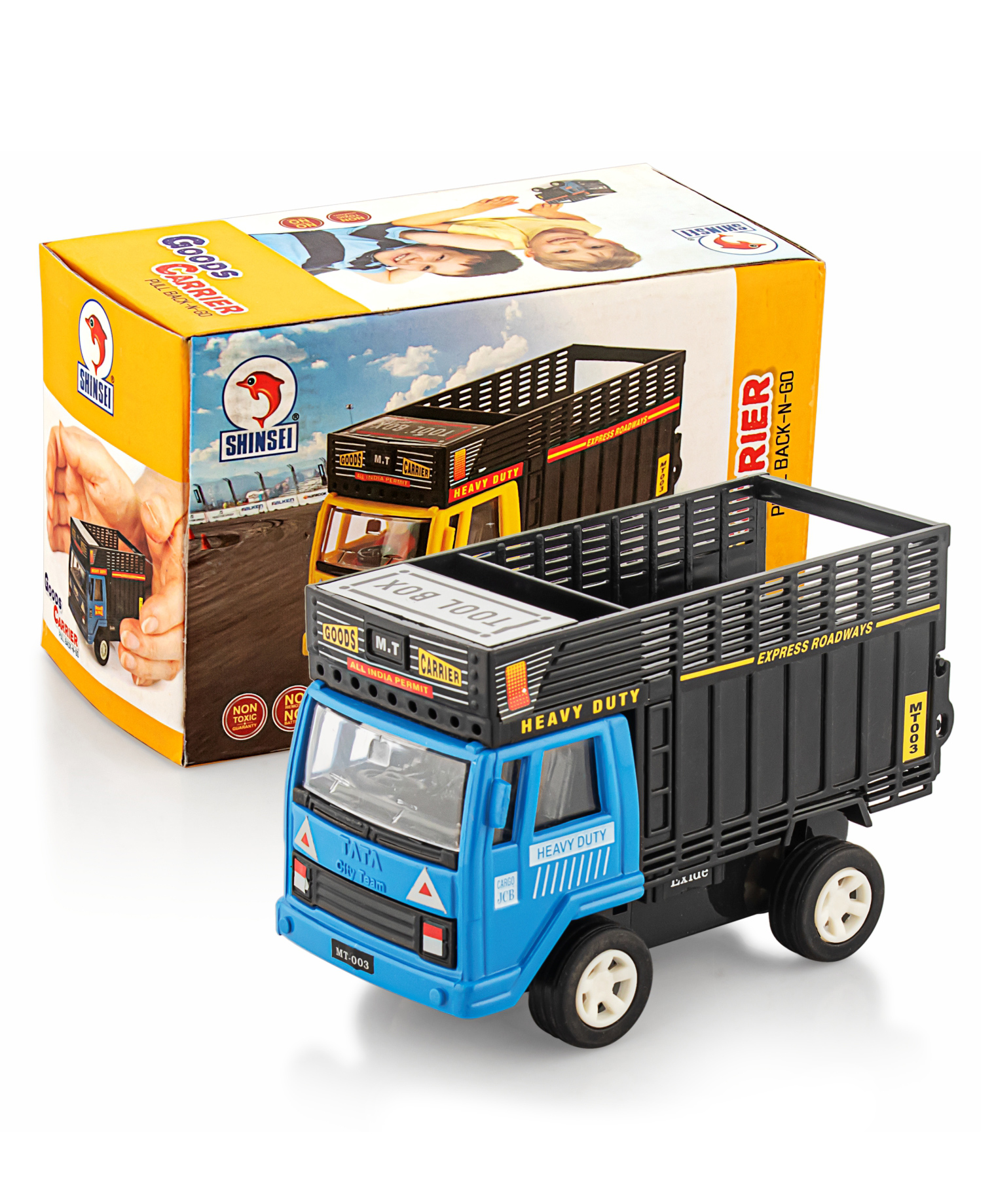 Shinsei Pull back Goods Carrier Truck - Blue-picture-26