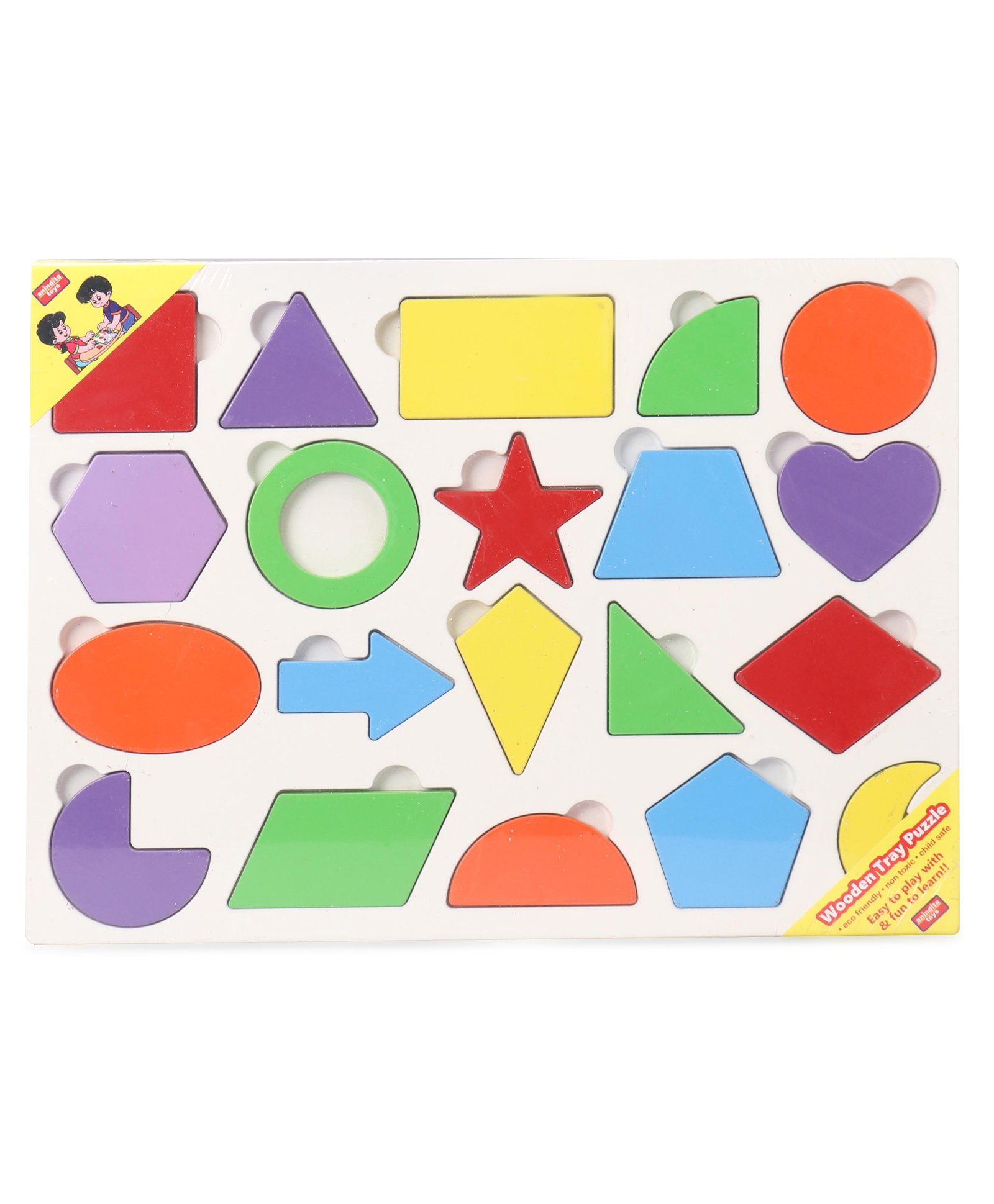 anindita toys Anindita Wooden Shape Sorting Board Puzzle with Thumbcuts Multicolor - 20 Pieces-picture-16