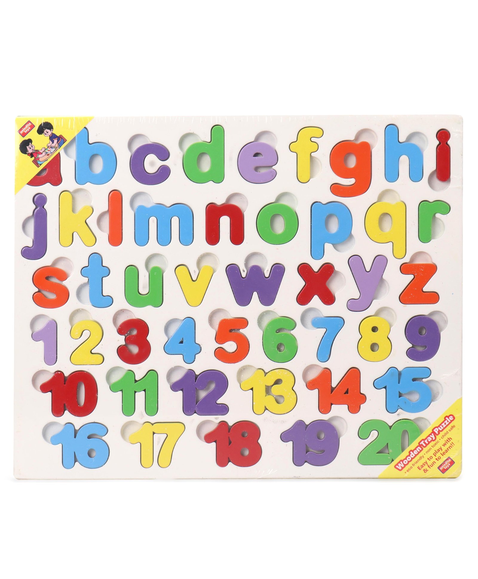 Anindita Wooden Alphabets & Numbers Board Puzzle with Thumbcuts Multicolor - 46 Pieces-image-11