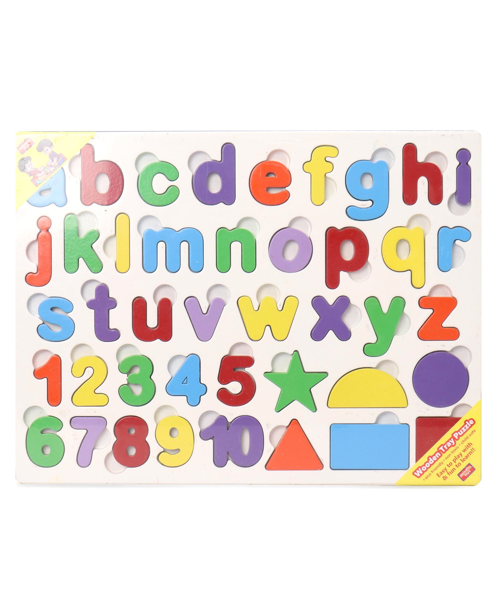Anindita Wooden Alphabets, Numbers & Shapes Board Puzzle with Thumbcuts Multicolor - 42 Pieces-image-7