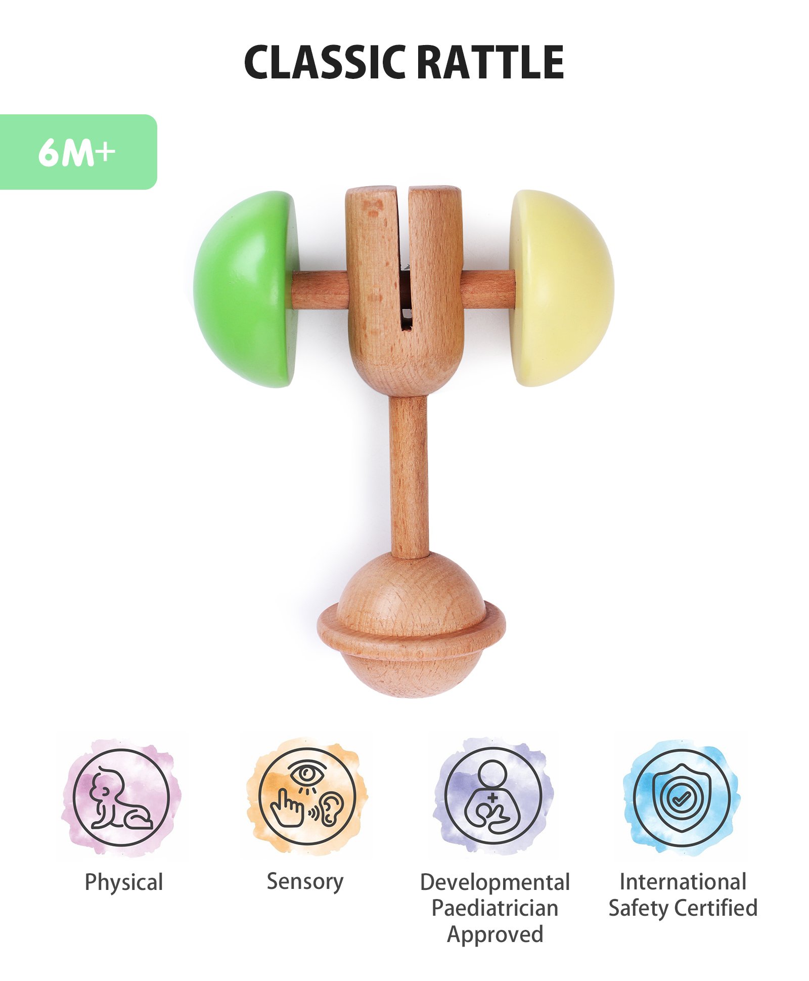 Intellibaby Wooden Classic Rattle - Multicolor-image-29