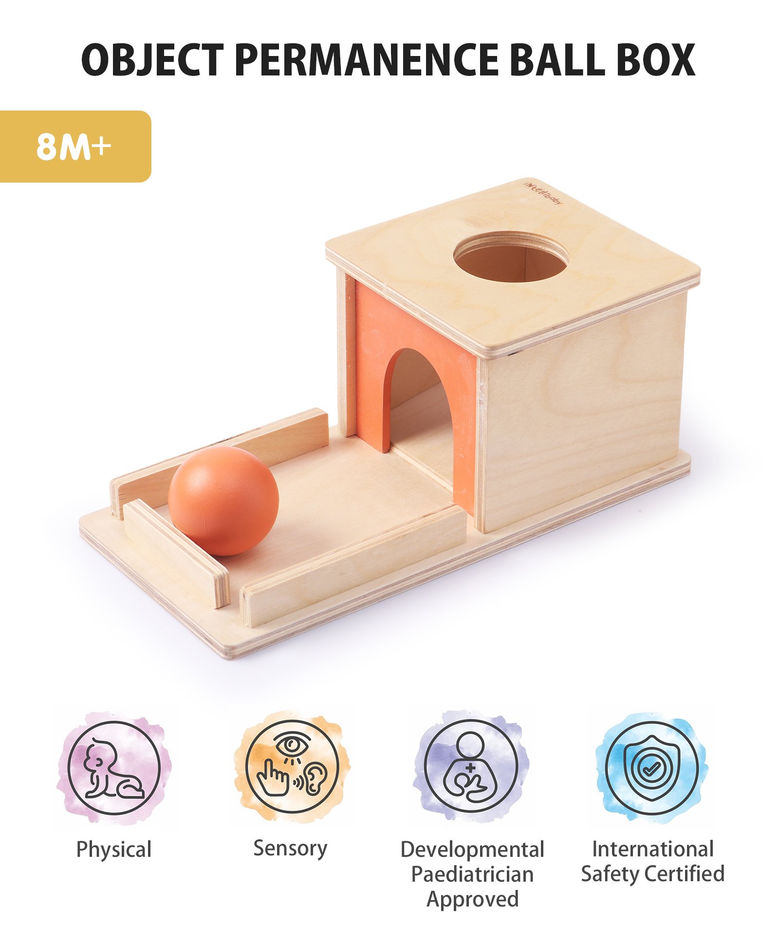 Intellibaby Wooden Object Permanence Ball Box Level 4 - Brown-image-9