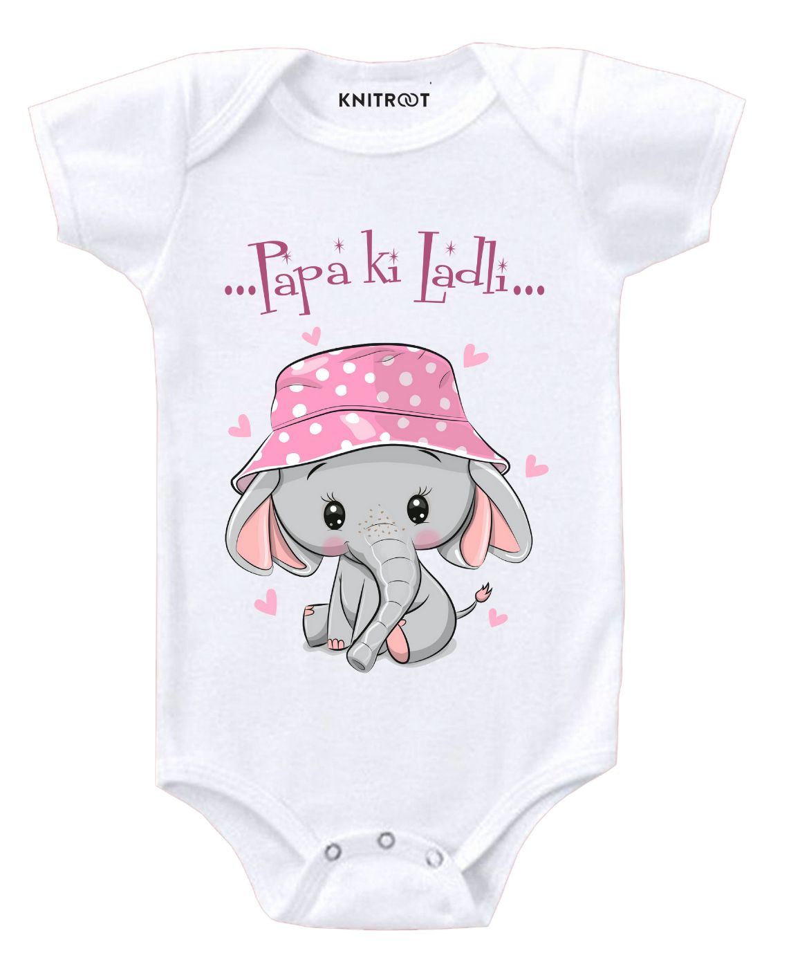 KNITROOT Short Sleeves Papa Ka Ladli Printed Onesie - White-image-18