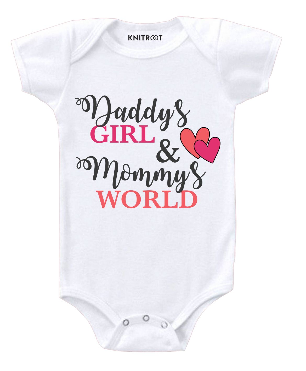KNITROOT Short Sleeves Daddy's Girl & Mommy's World Printed Onesie - White-picture-12