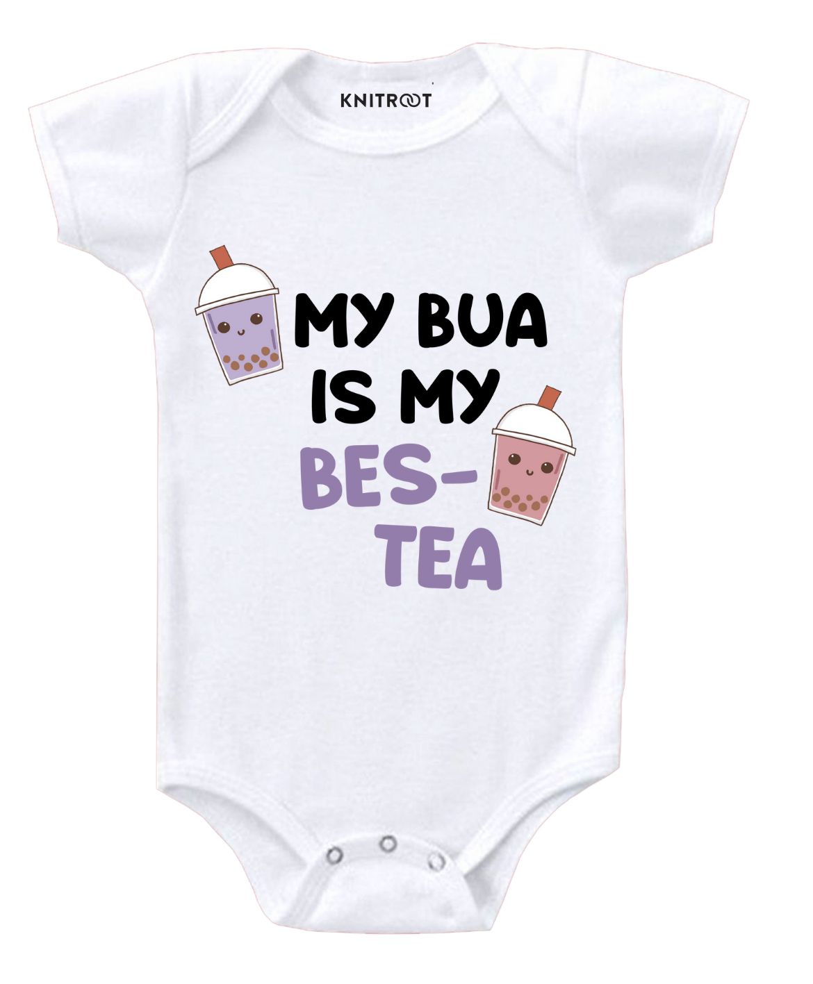 KNITROOT Short Sleeves Bes-Tea Print Onesie - White-picture-24