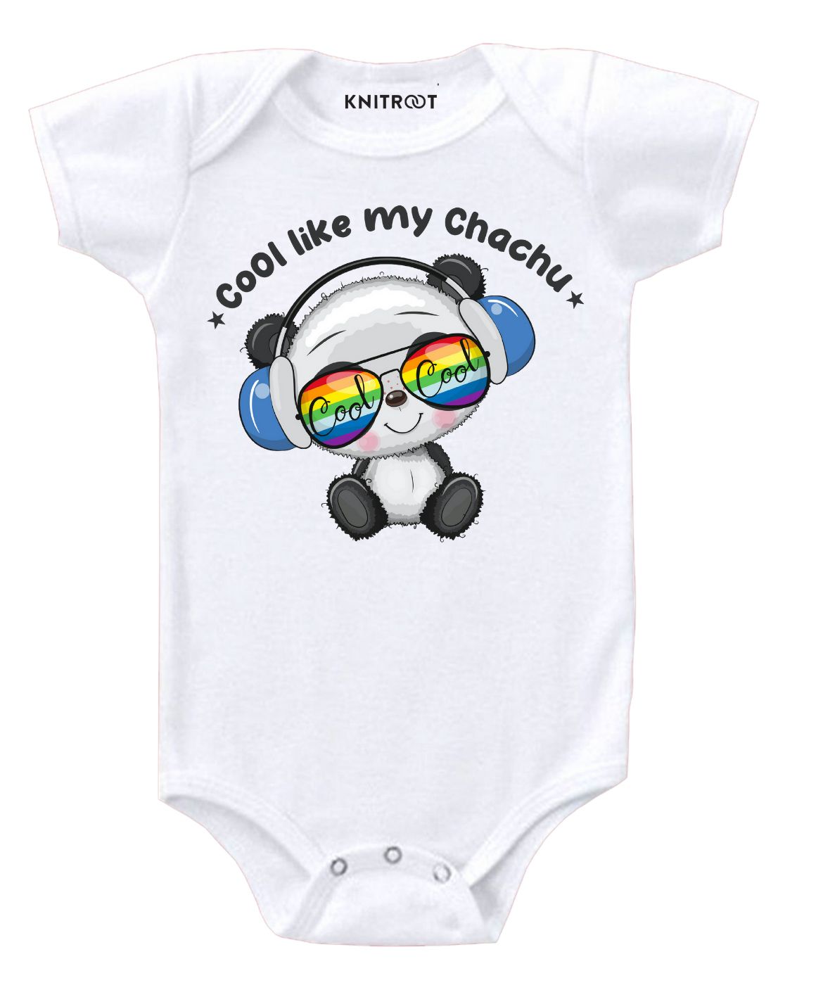 KNITROOT Short Sleeves Cool Like My Chachu Print Onesie - White-image-1
