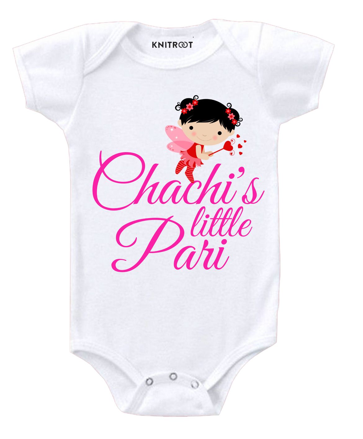 KNITROOT Short Sleeves Chachi's Little Pari Print Onesie - White-image-2
