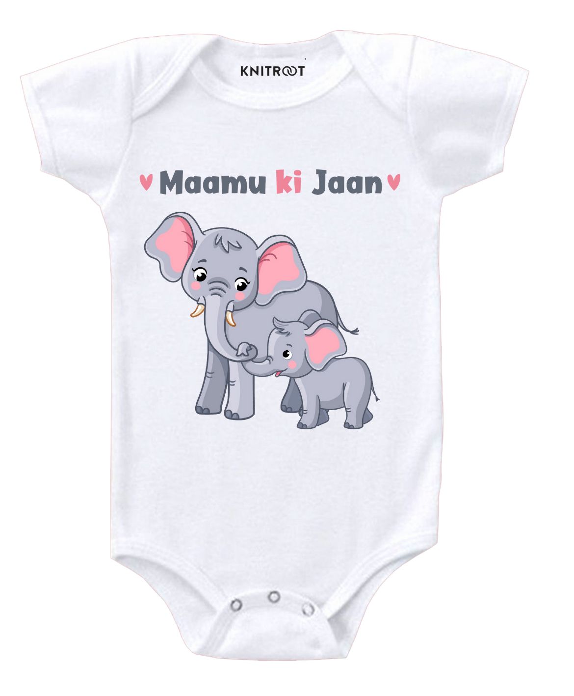 KNITROOT Short Sleeves Mamu Ki Jaan Print Onesie - White-image-19