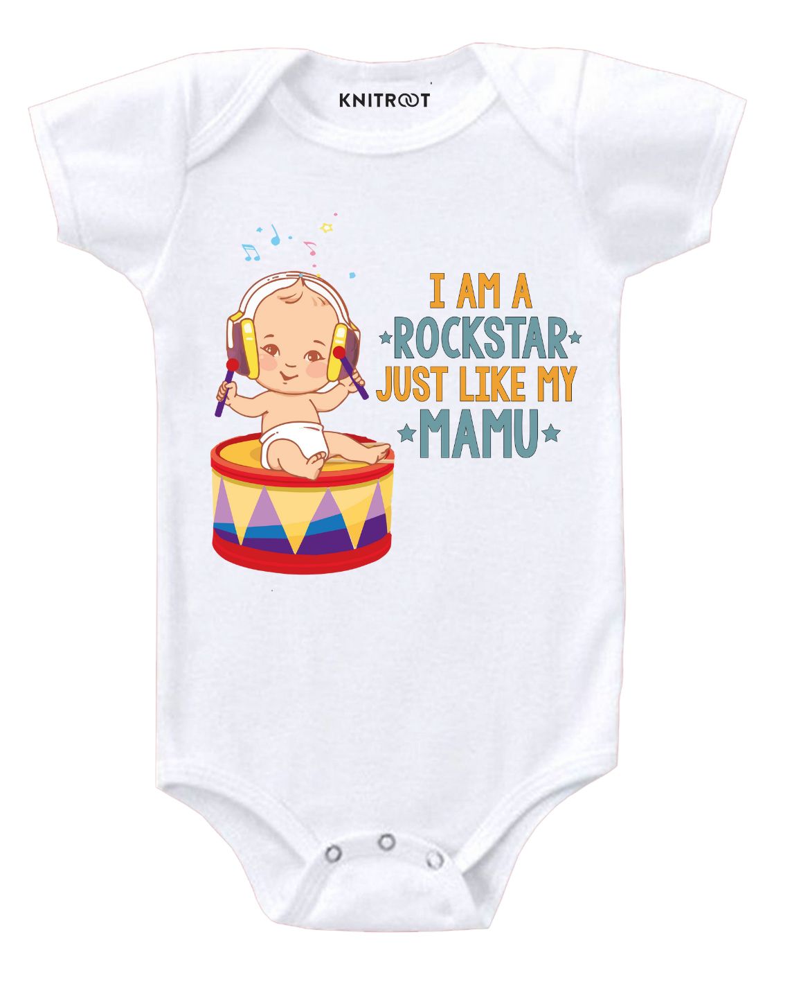 KNITROOT Rockstar Mamu Print Short Sleeves Onesie - White-image-18