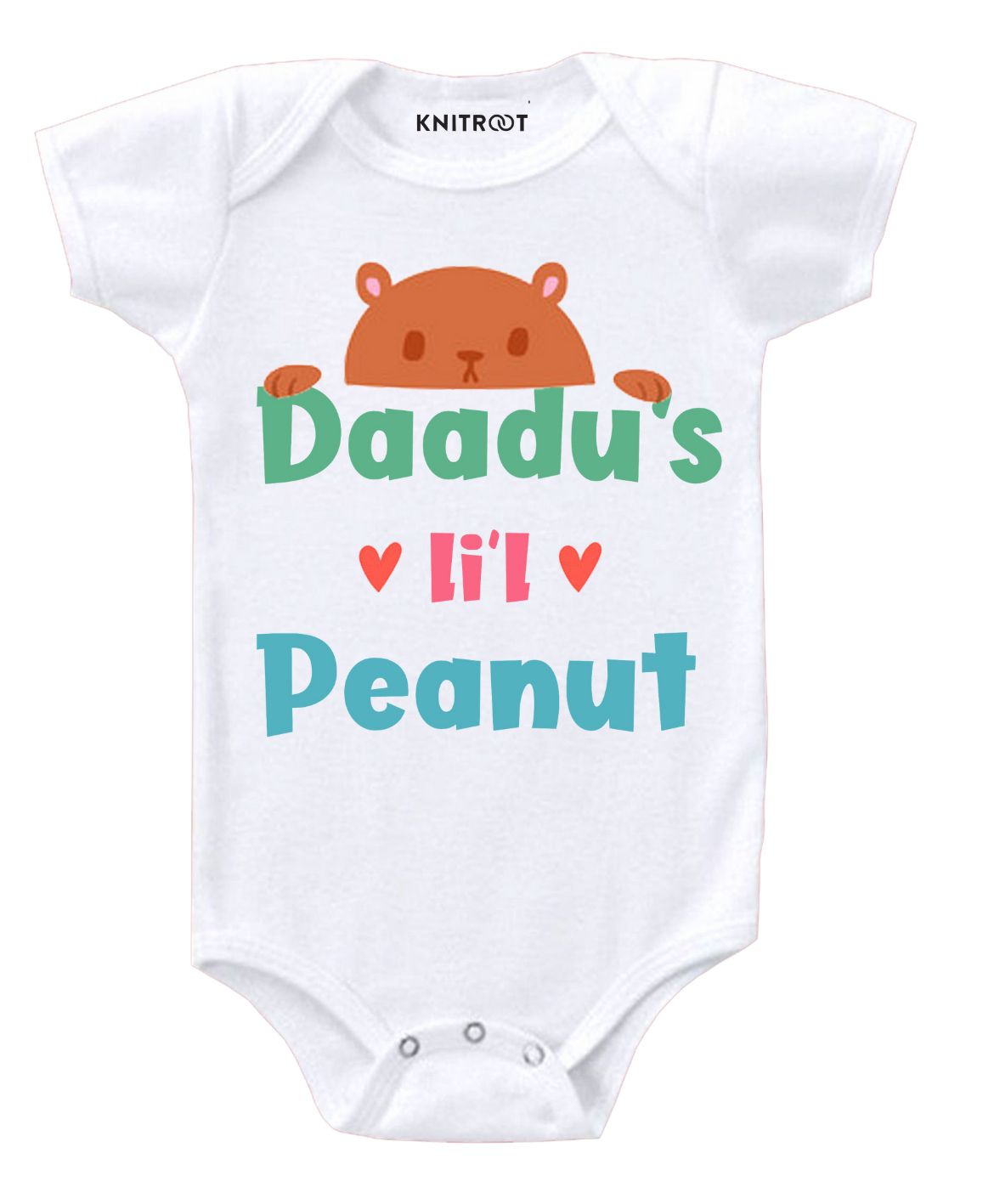 KNITROOT Dadu Peanut Print Short Sleeves Onesie - White-picture-13