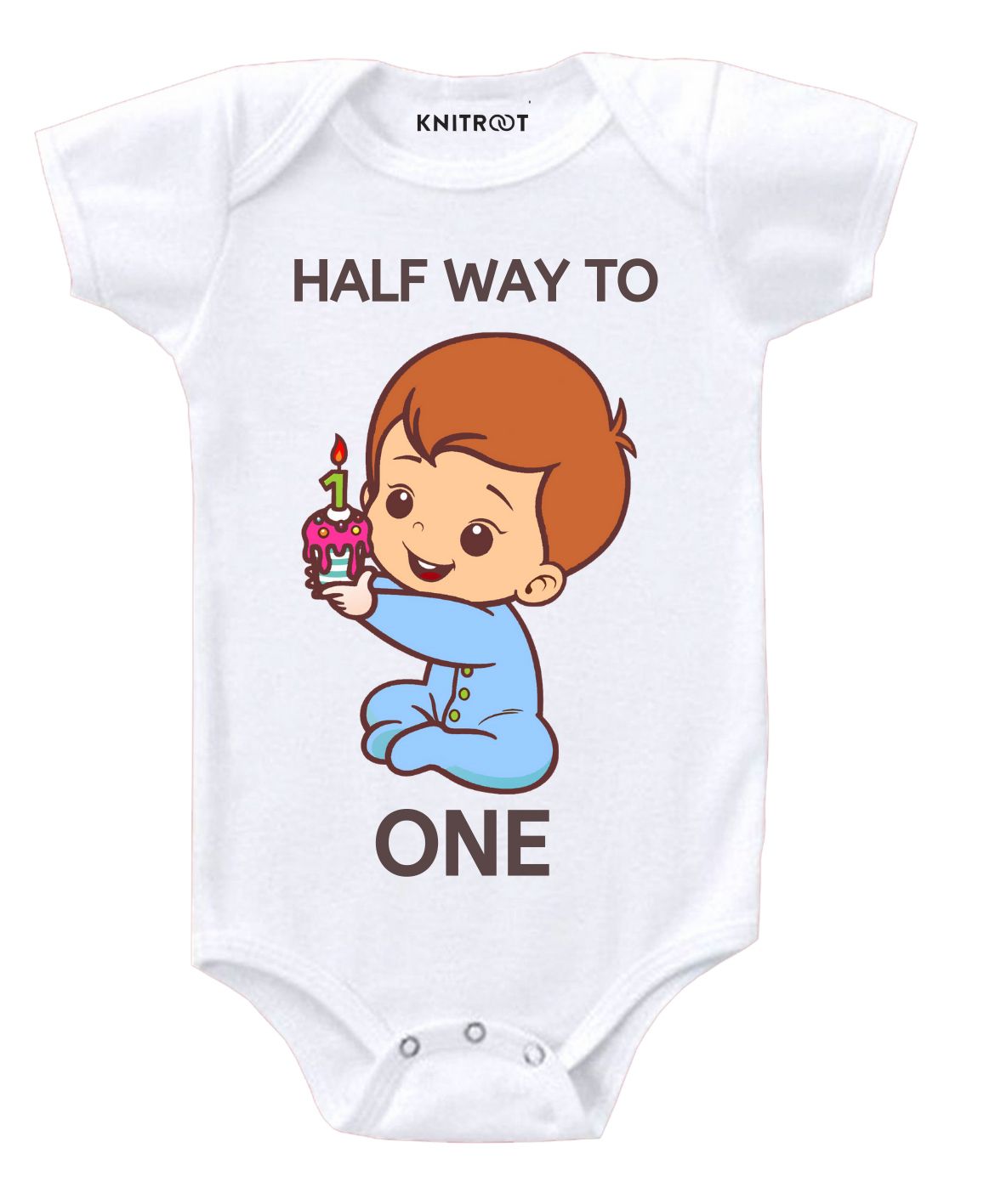 KNITROOT Half Way To One Short Sleeves Onesie - White-picture-18