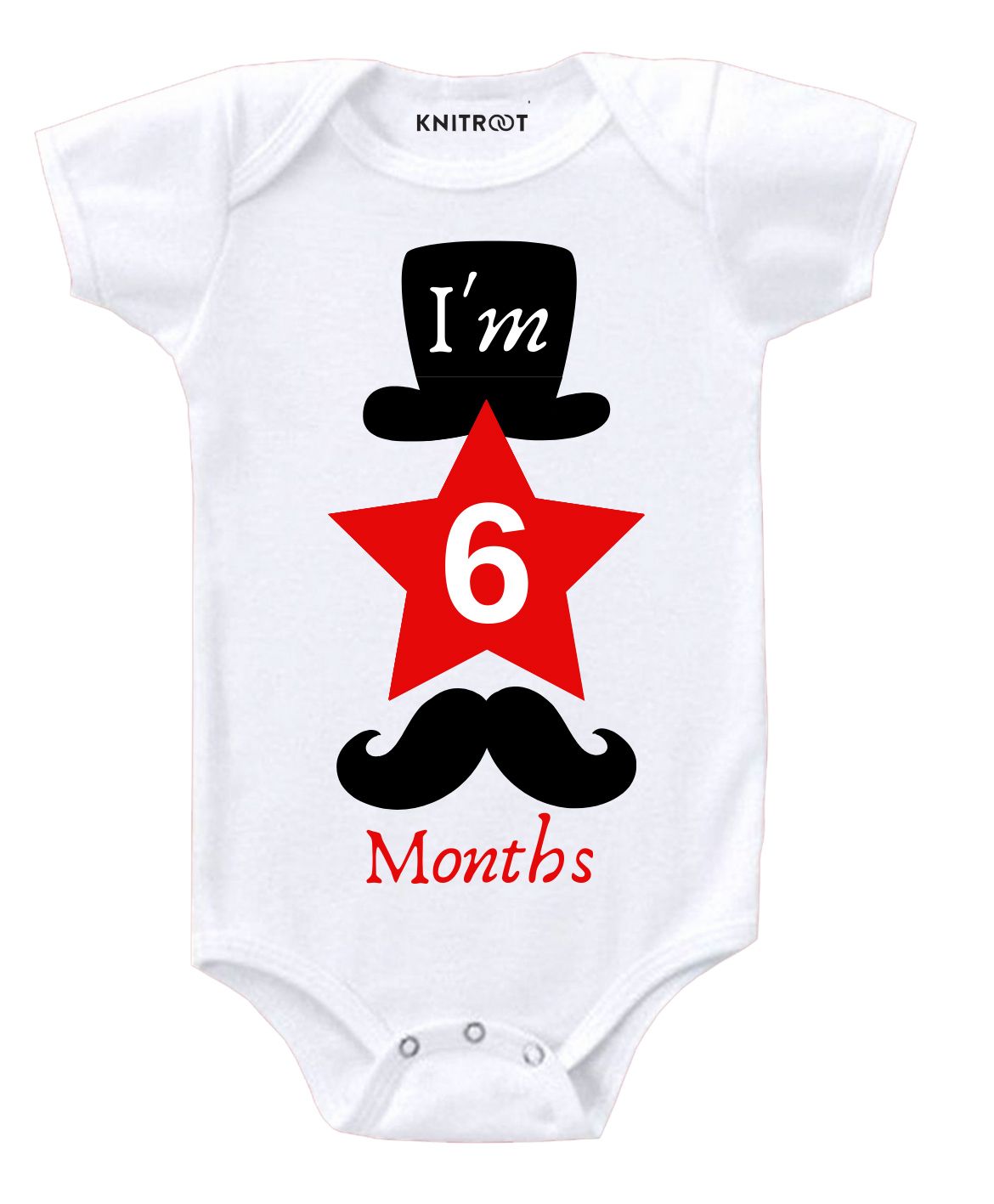 KNITROOT 6 Months Print Short Sleeves Onesie - White-image-21