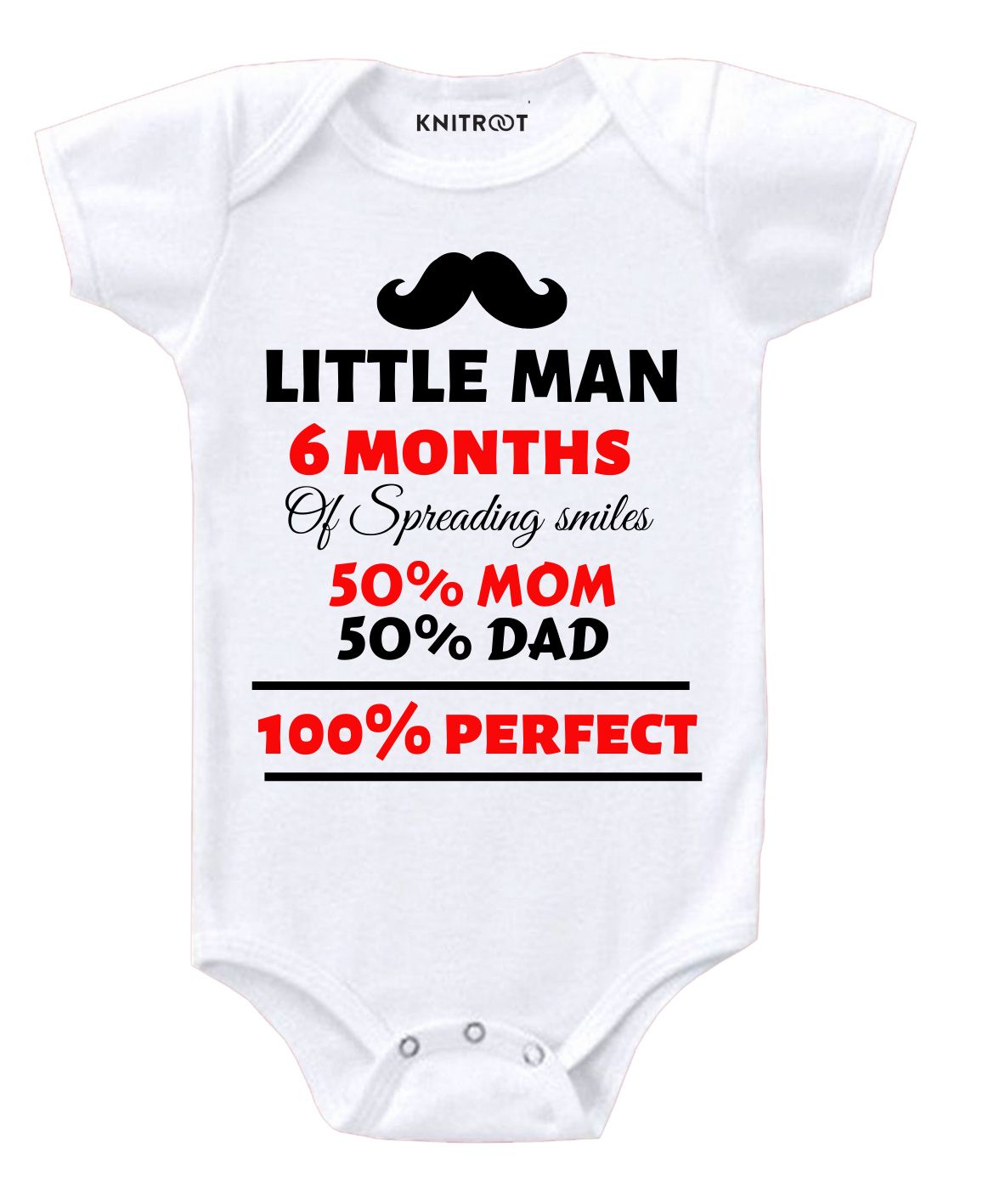 KNITROOT Little Man Spreading Smiles Print Short Sleeves Onesie - White-image-34