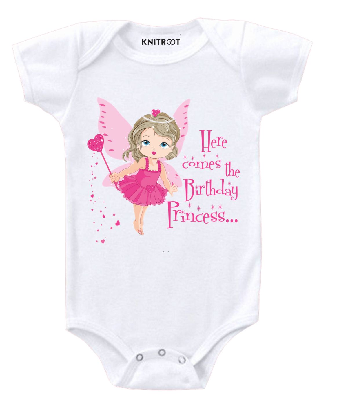 KNITROOT Come The Birthday Princess Print Short Sleeves Onesie - White-picture-13