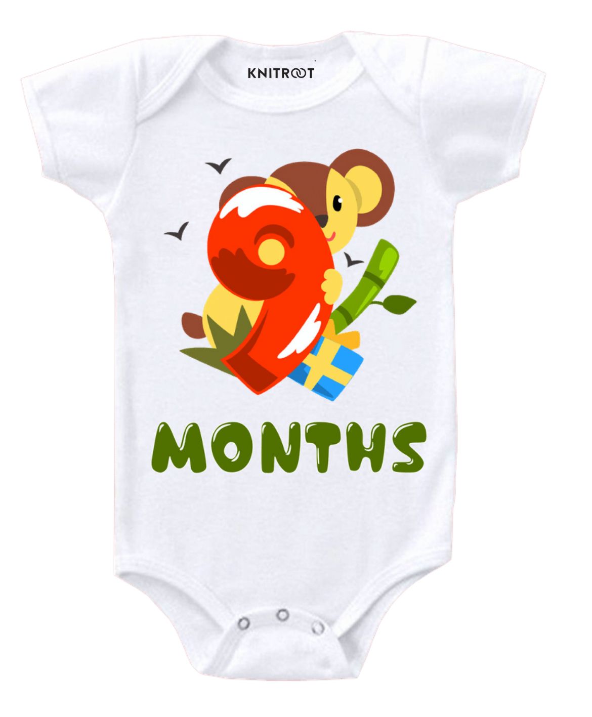 KNITROOT Short Sleeves 9 Month Old Printed Onesie - White-picture-11