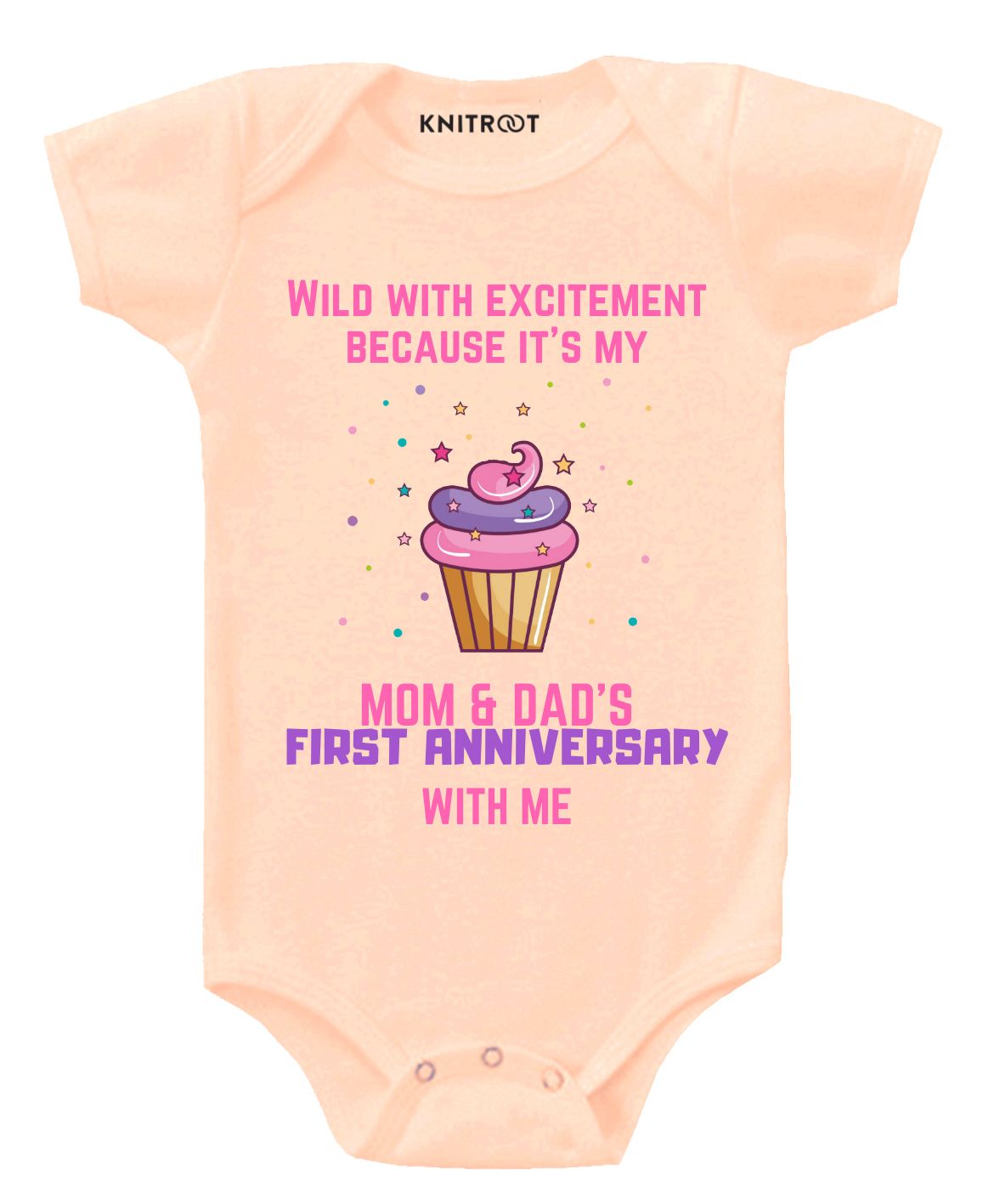 KNITROOT First Anniversary Print Short Sleeves Onesie - Peach-picture-11