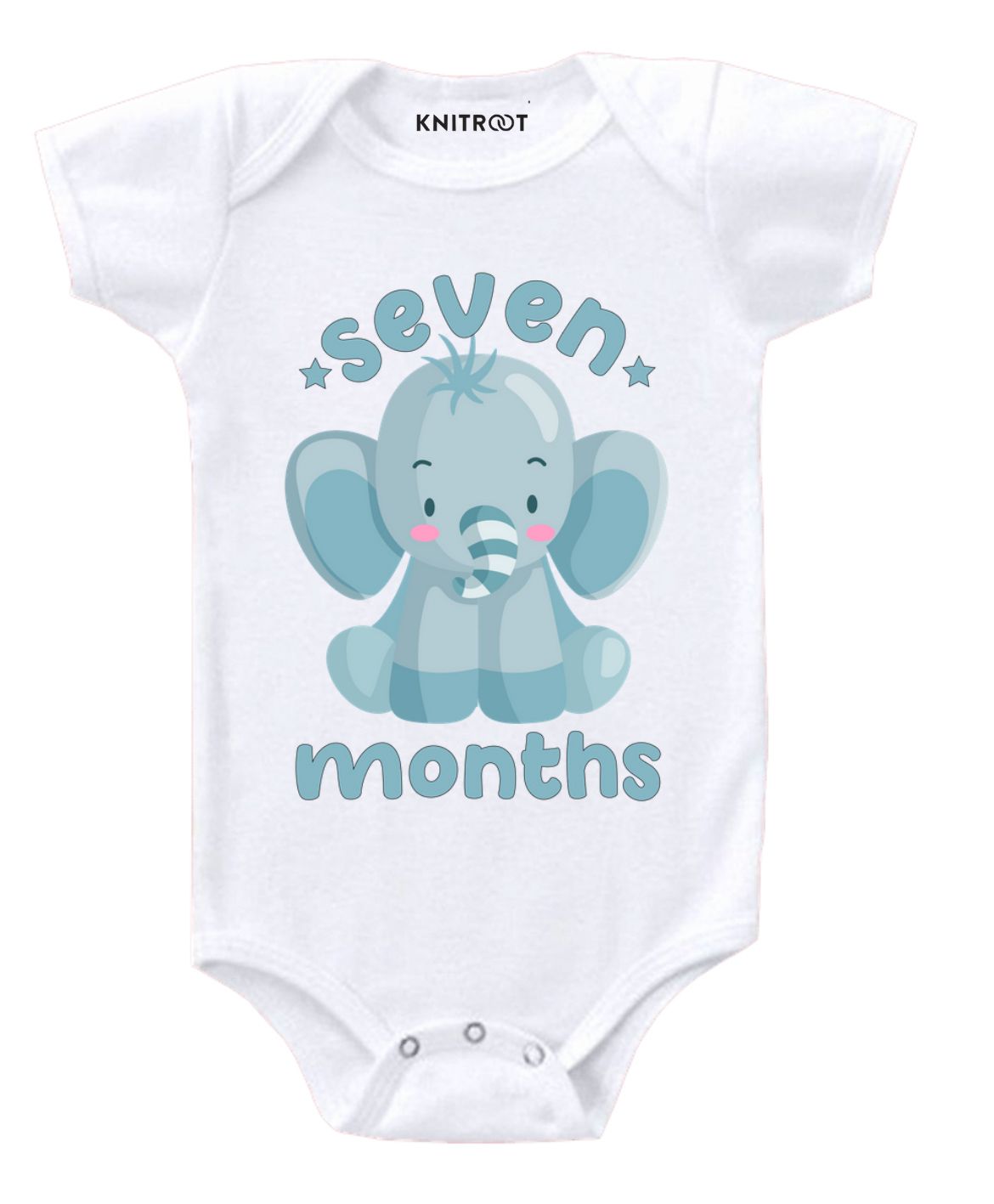 KNITROOT Short Sleeves 7 Months Old Printed Onesie - White-picture-18