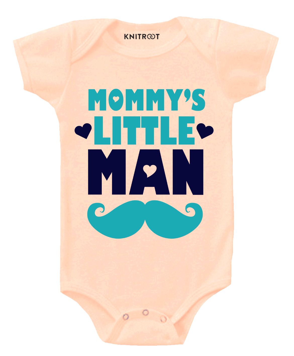 KNITROOT Little Man Print Short Sleeves Onesie - Peach-picture-13