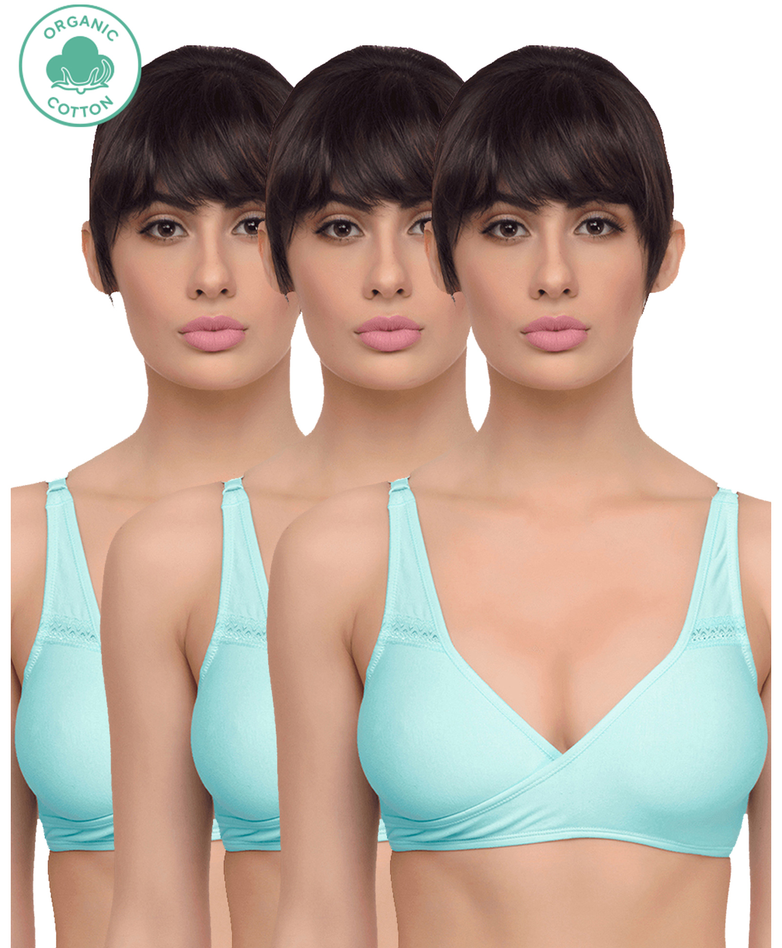 Inner Sense Organic Antimicrobial Sleeping/Feeding Bra Pack Of 3 - Blue-image-45