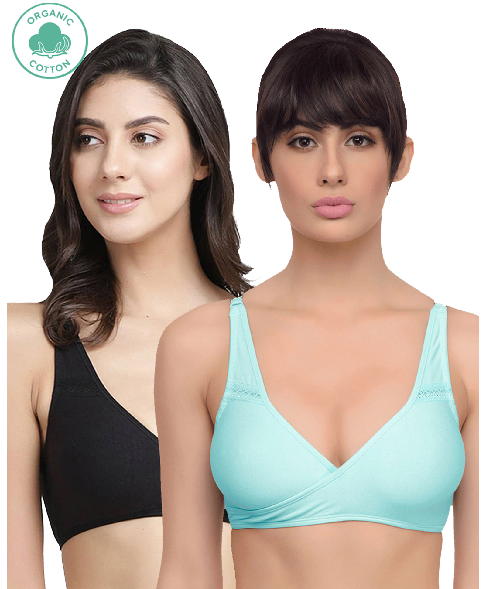 Inner Sense Organic Antimicrobial Sleeping Feeding Bra Pack Of 2 - Blue Black-image-47