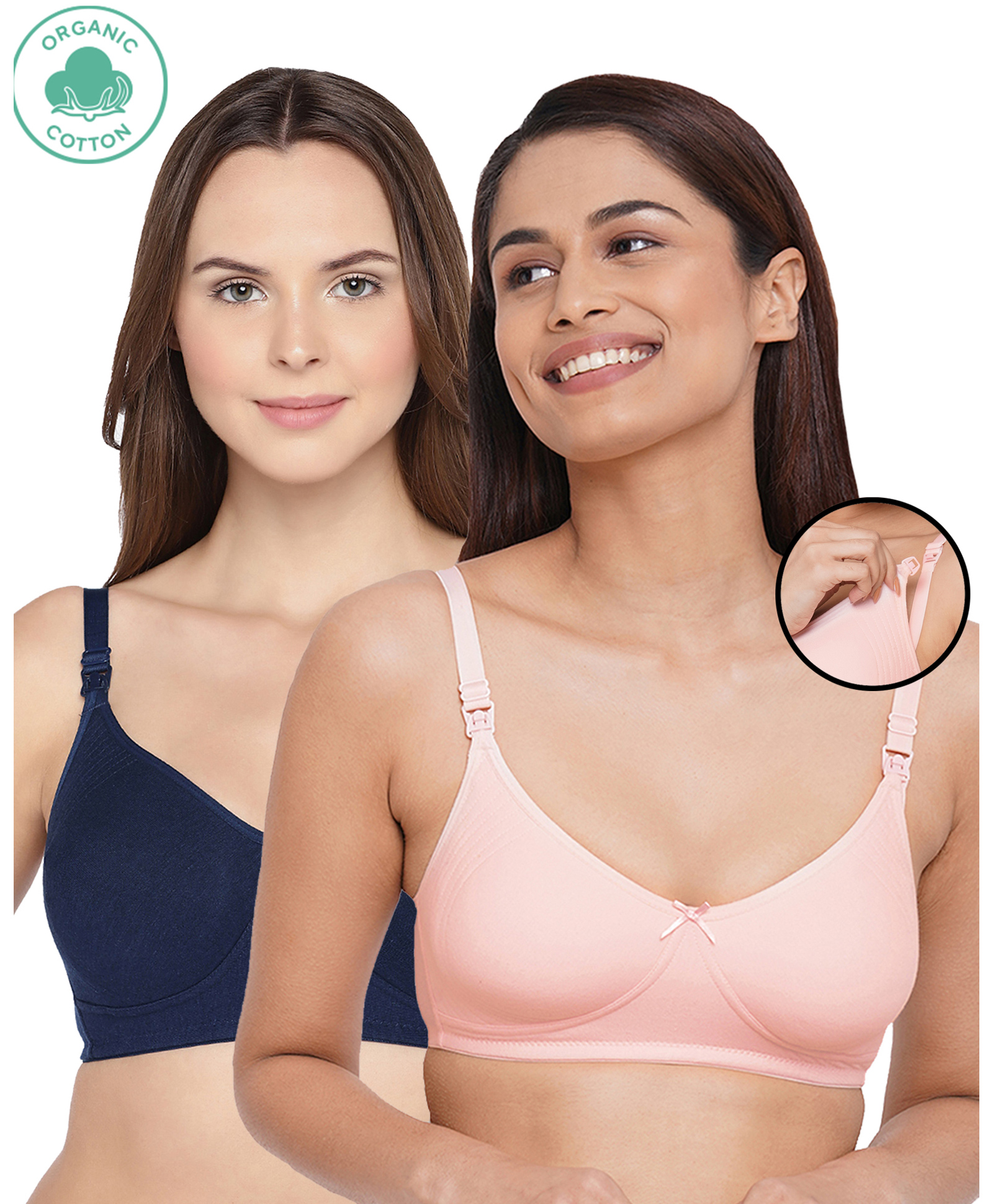 Inner Sense Organic Antimicrobial Soft Feeding Bra Pack Of 2 - Peach Blue-picture-37