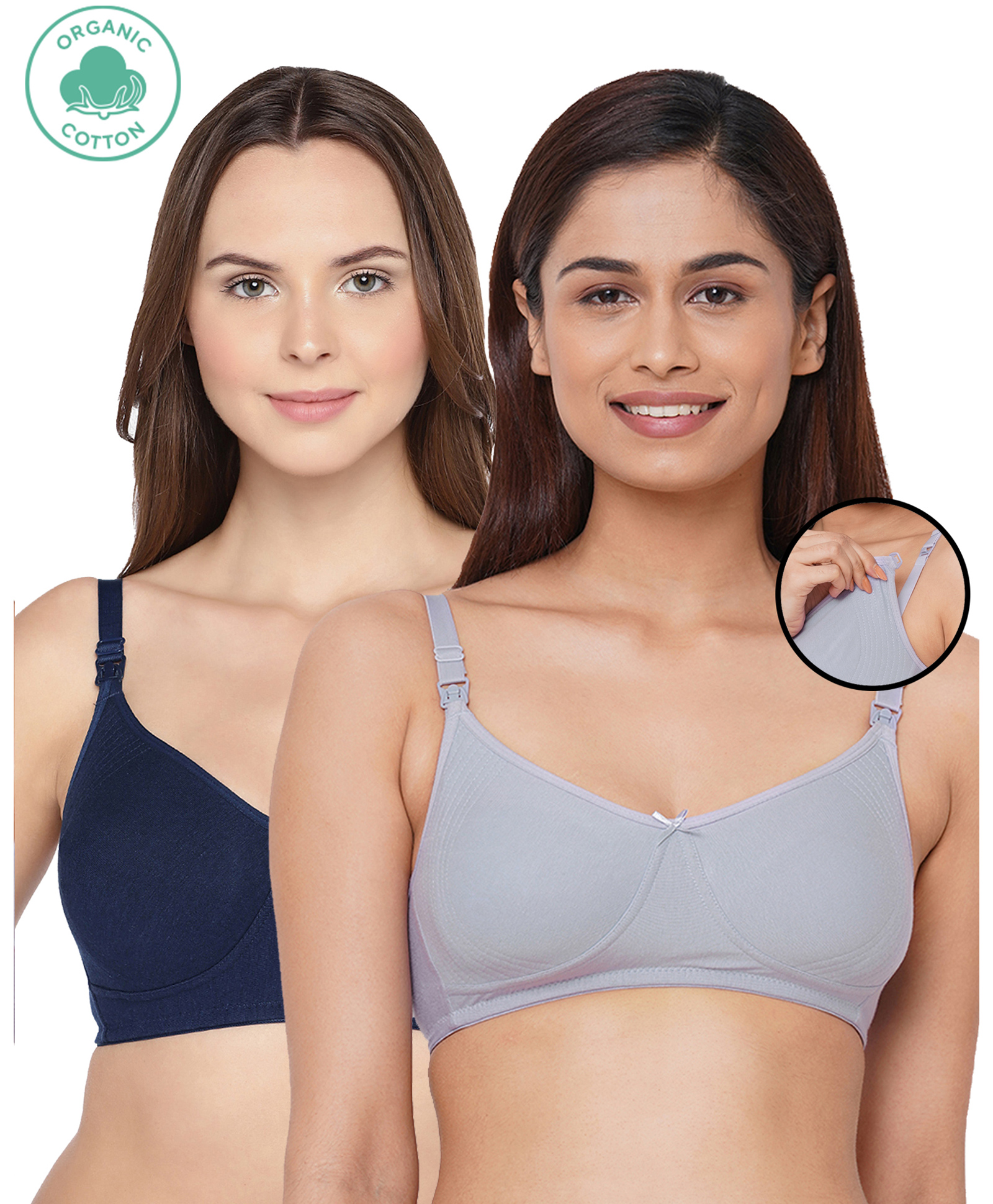Inner Sense Organic Antimicrobial Soft Feeding Bra Pack Of 2 - Grey Blue-picture-38
