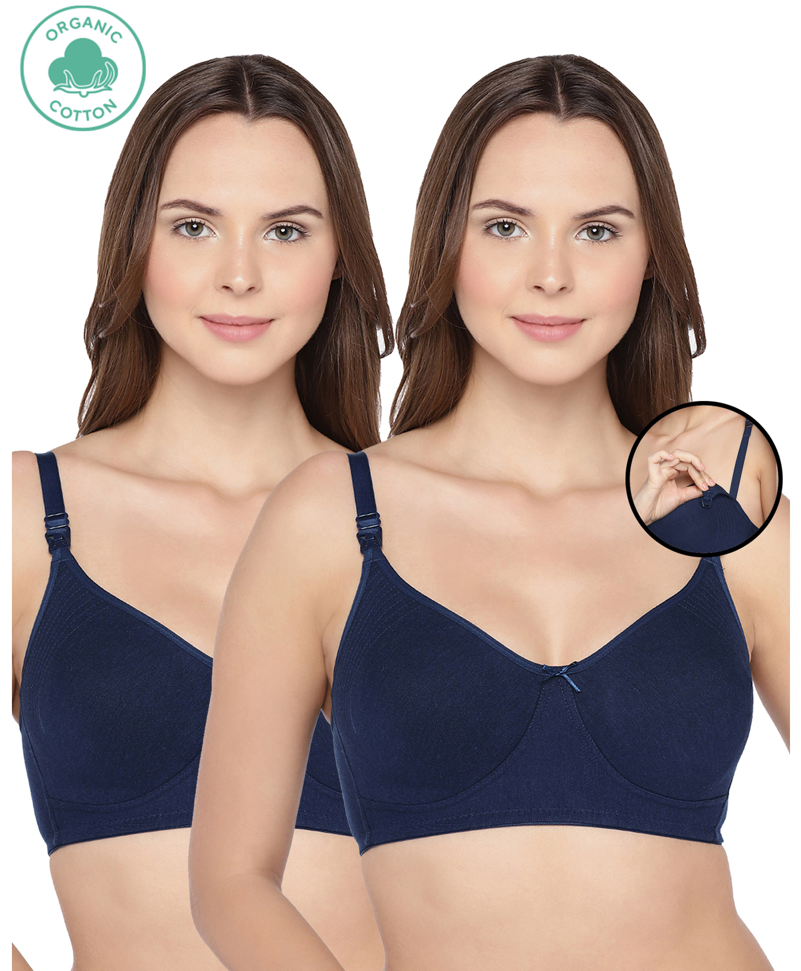 Inner Sense Organic Antimicrobial Soft Feeding Bra Pack Of 2 - Navy Blue-picture-36