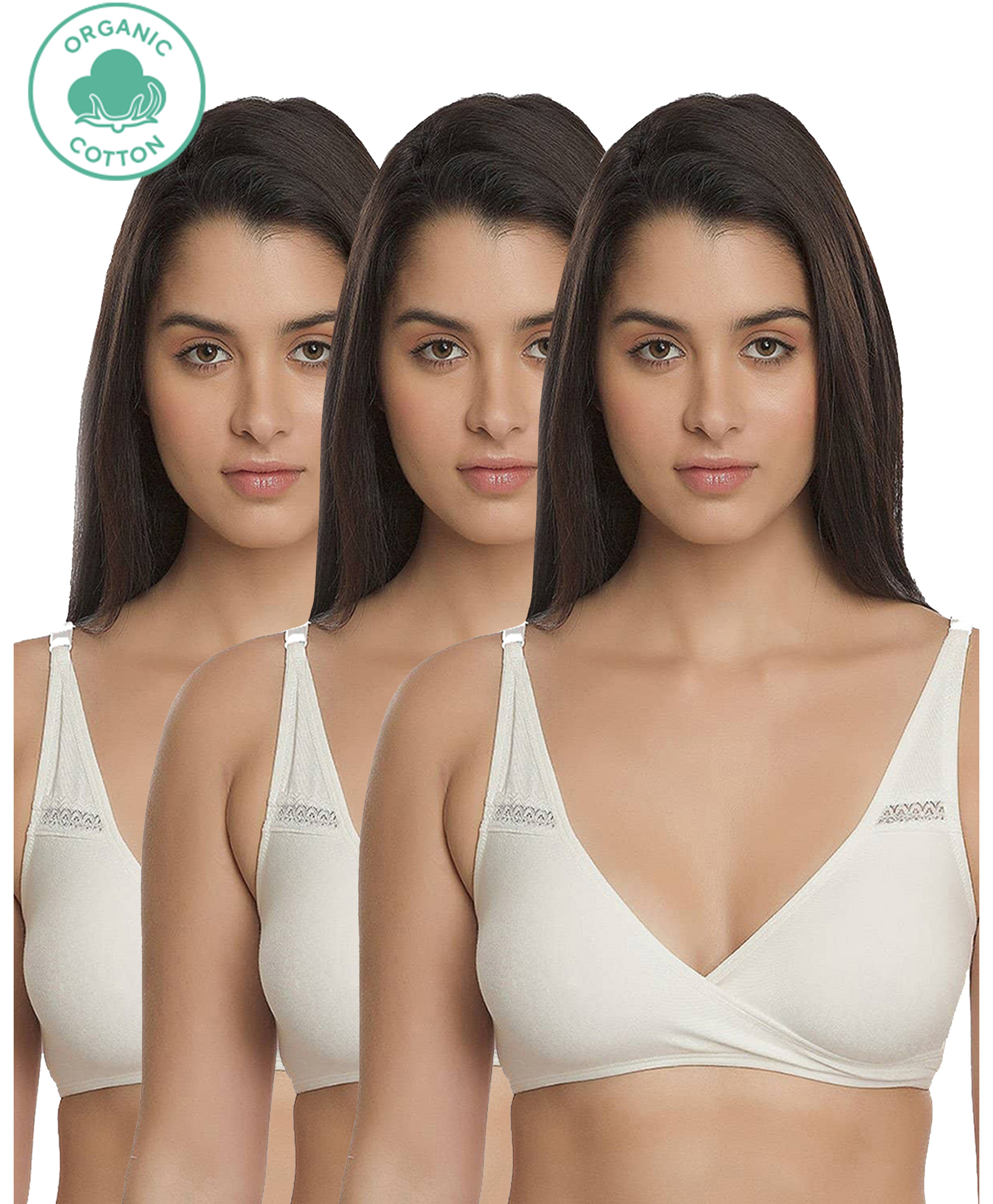 Inner Sense Organic Antimicrobial Feeding Bra Pack Of 3 - White-picture-27