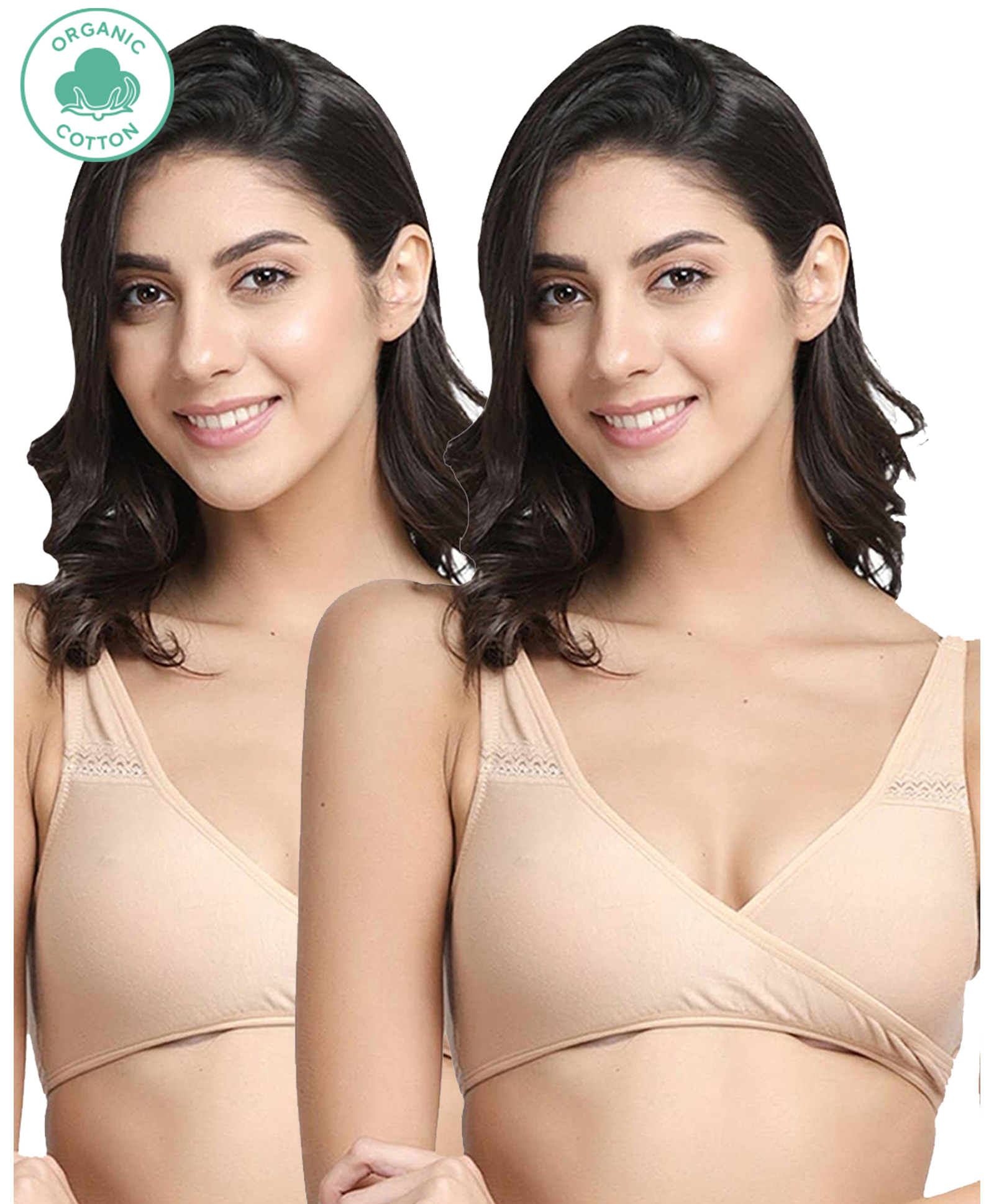 Inner Sense Organic Antimicrobial Feeding Bra Pack Of 2 - Beige-image-26