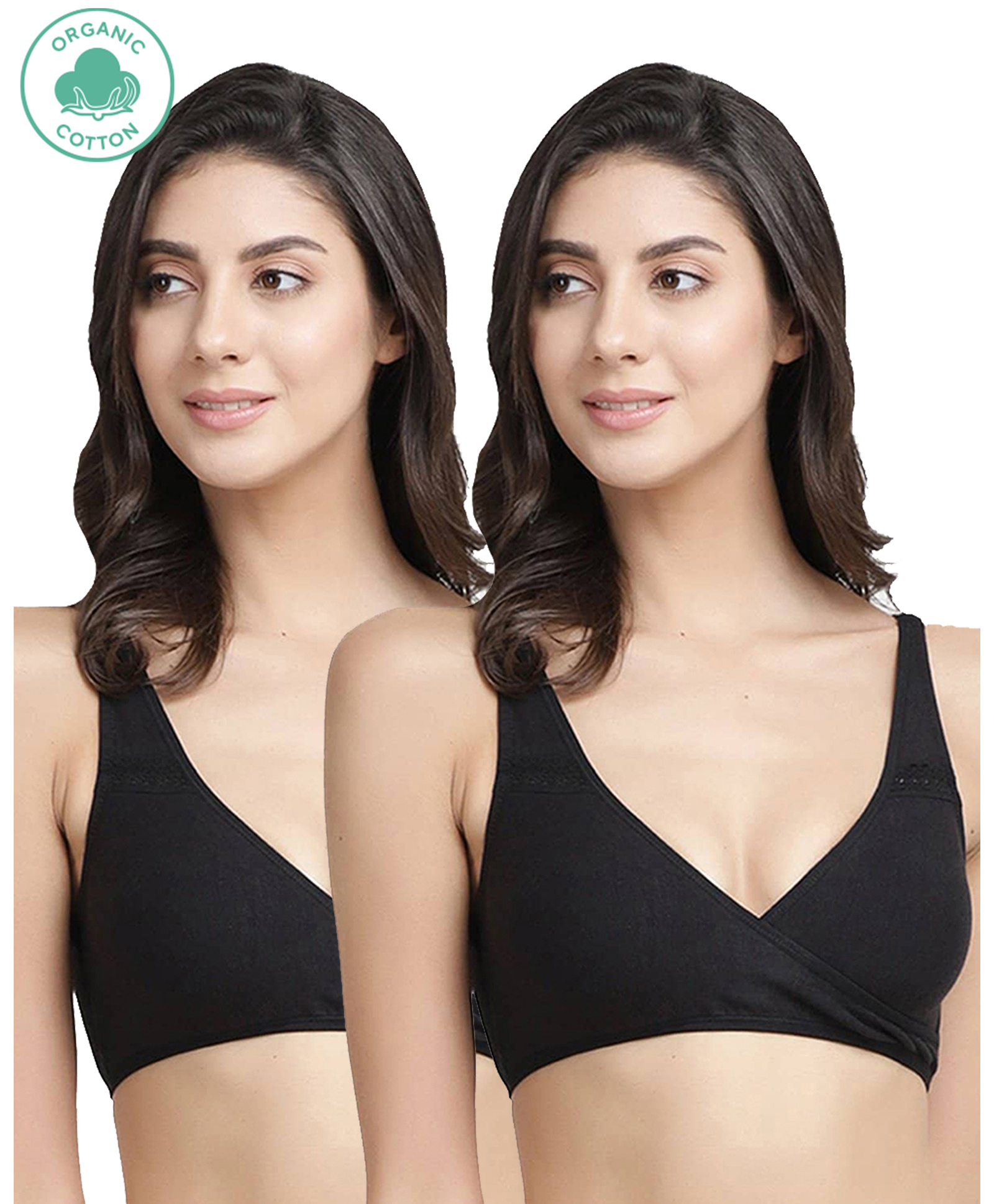 Inner Sense Organic Antimicrobial Feeding Bra Pack Of 2 - Black-image-7