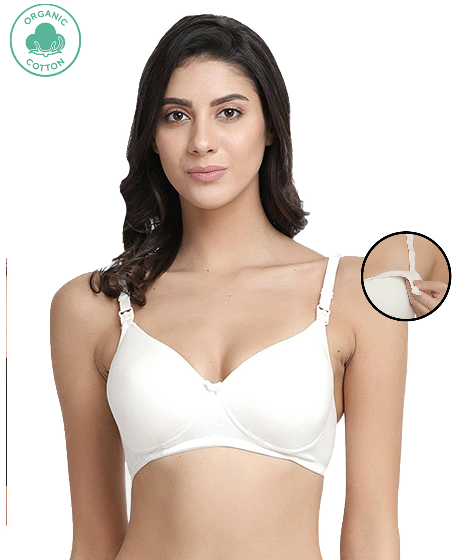 Inner Sense Organic Antimicrobial Padded Nonwired Feeding Bra - White-picture-10