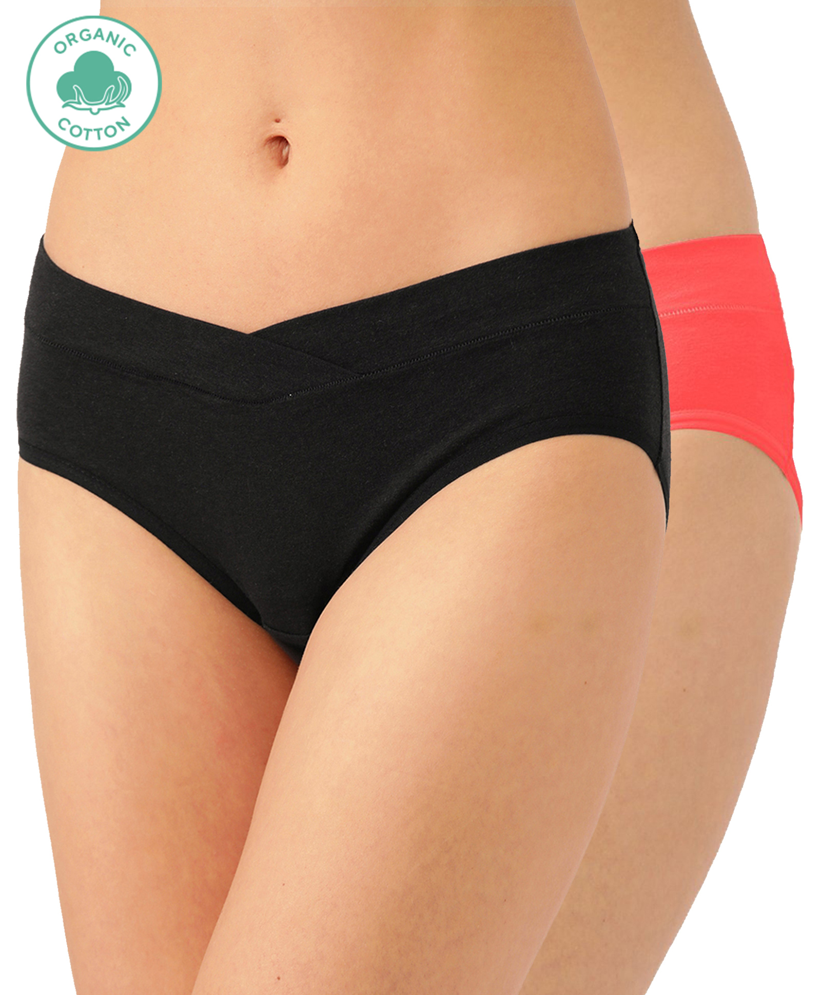 Inner Sense Organic Cotton Antimicrobial V Band Panty Pack Of 2 - Black Red-image-5