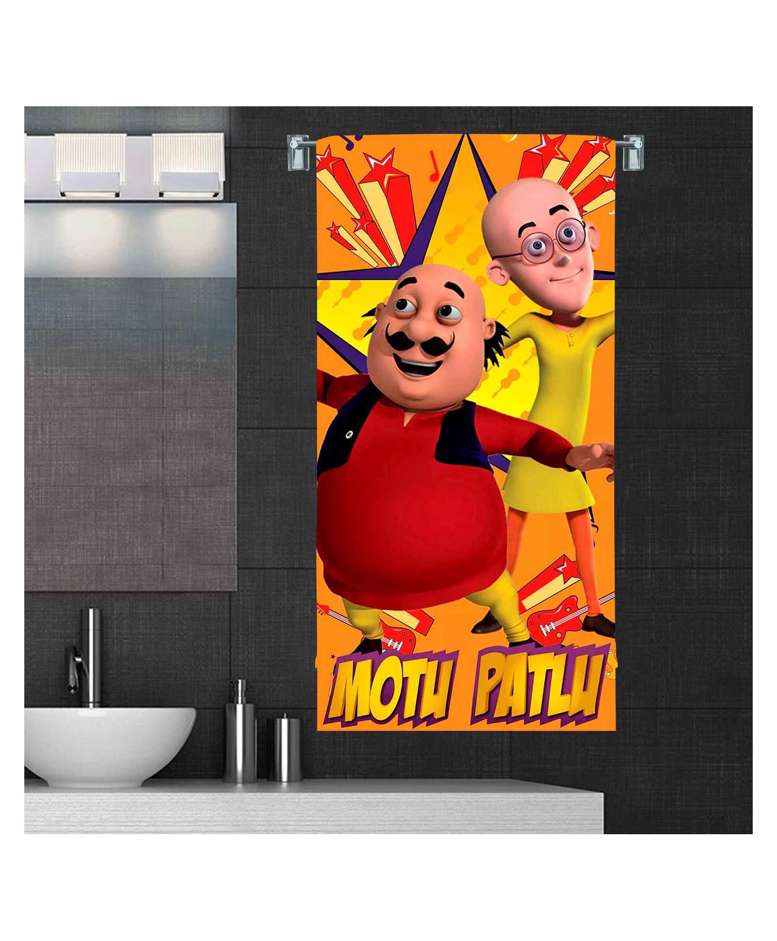 Sassoon Motu Patlu Print Towel - Yellow-image-29