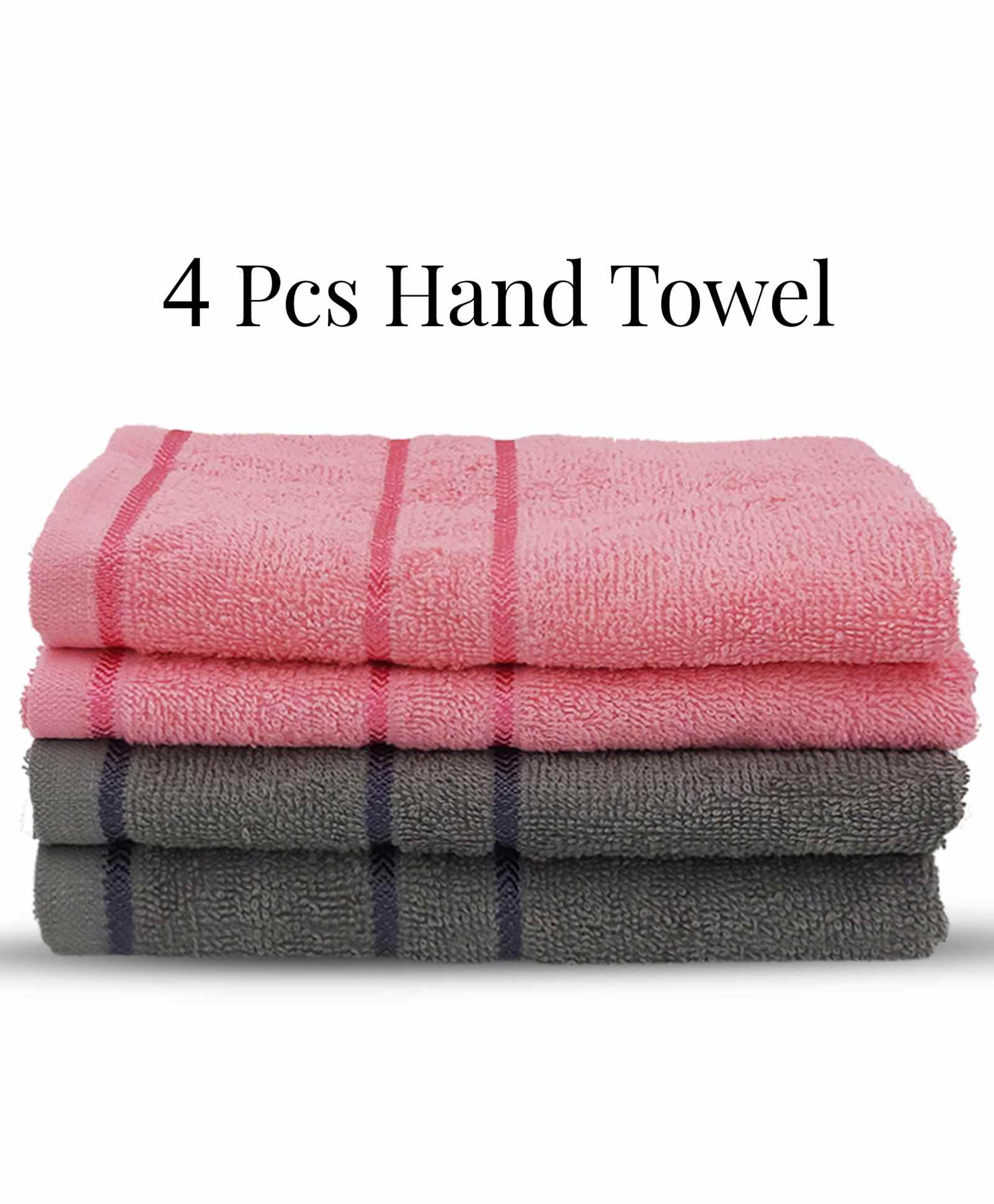 Sassoon Melrose Cotton Hand Towel Set Of 4 - Grey & Pink-picture-24