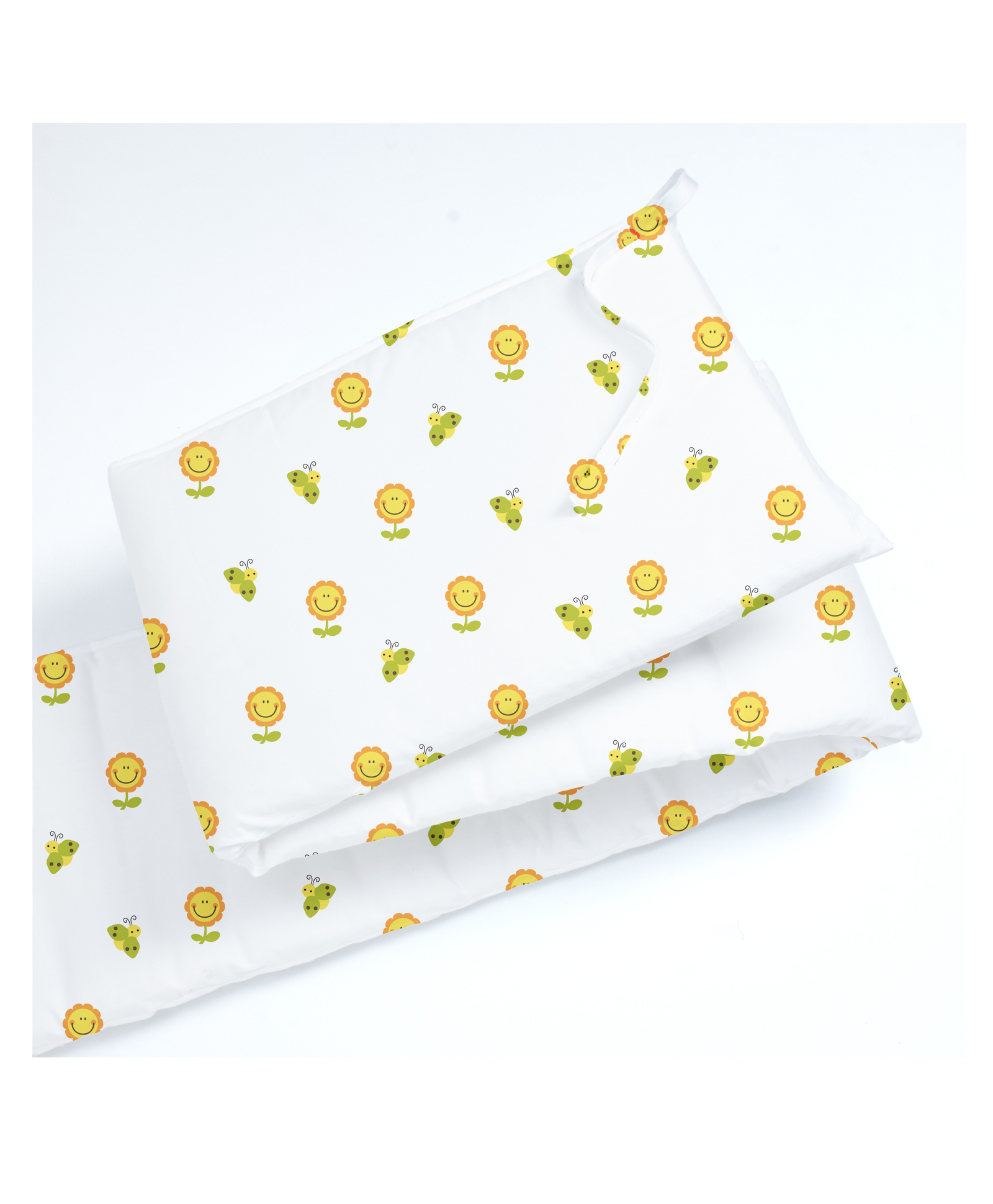 The White Cradle Flower with Bee Printed Cot Bumper - White-image-26