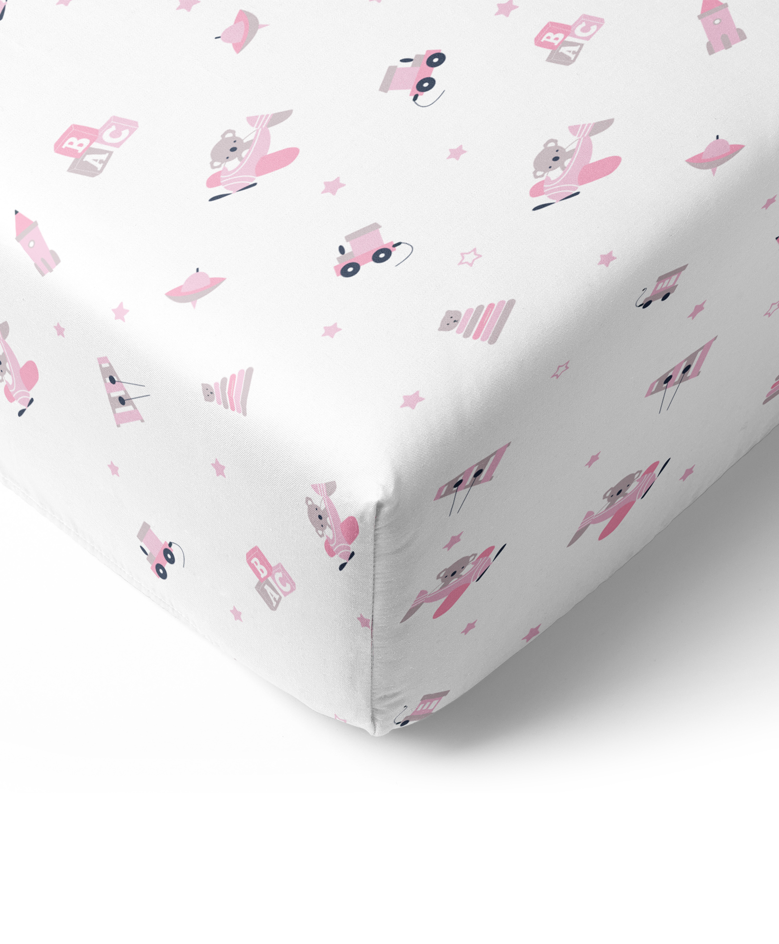 The White Cradle Pure Organic Cotton Fitted Cot Sheet Koala Print - Pink-image-9