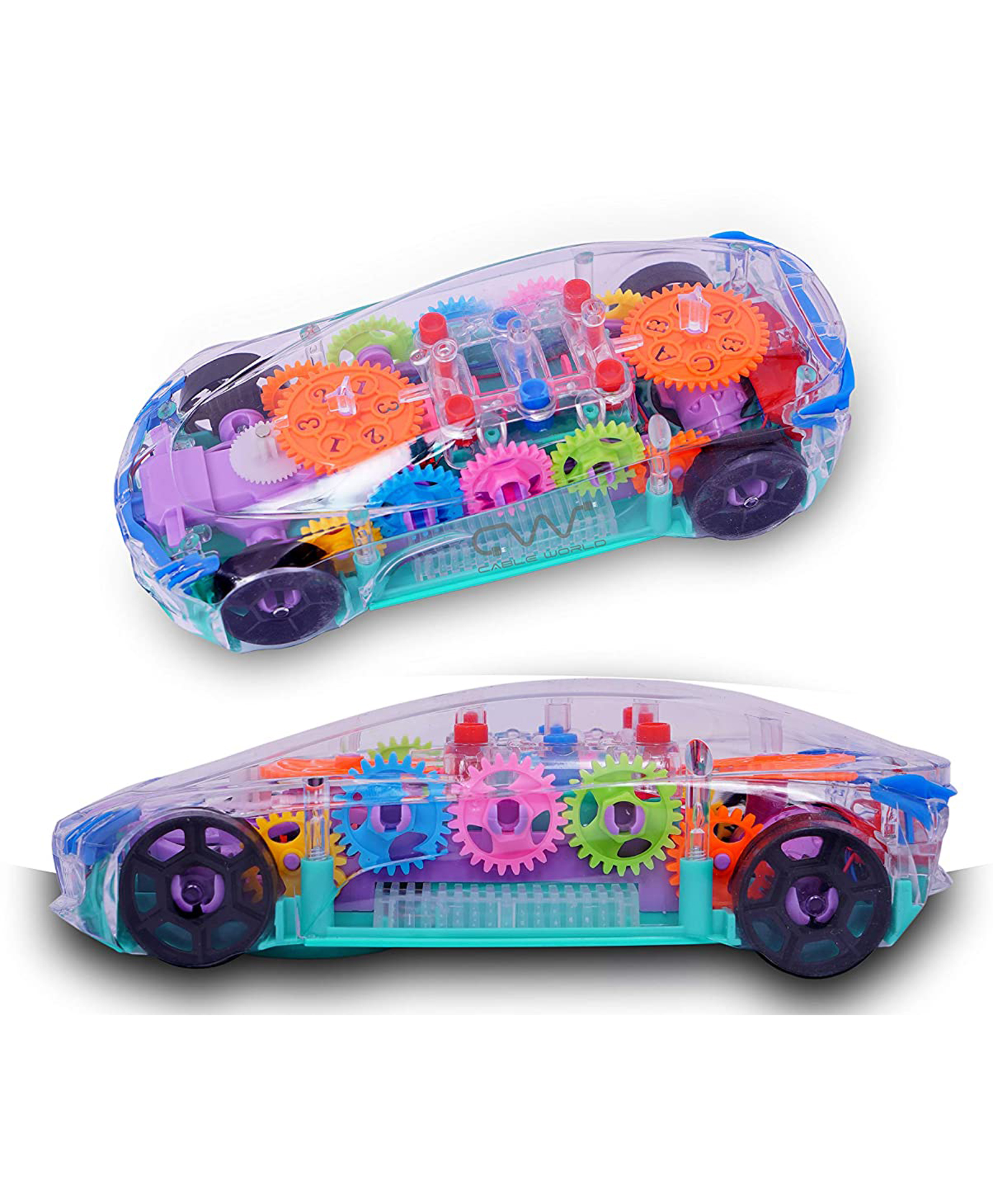 YAMAMA 360 Degrees Rotating Transparent Concept Racing Car With Music & 3D Flashing Lights - Multicolor-image-43