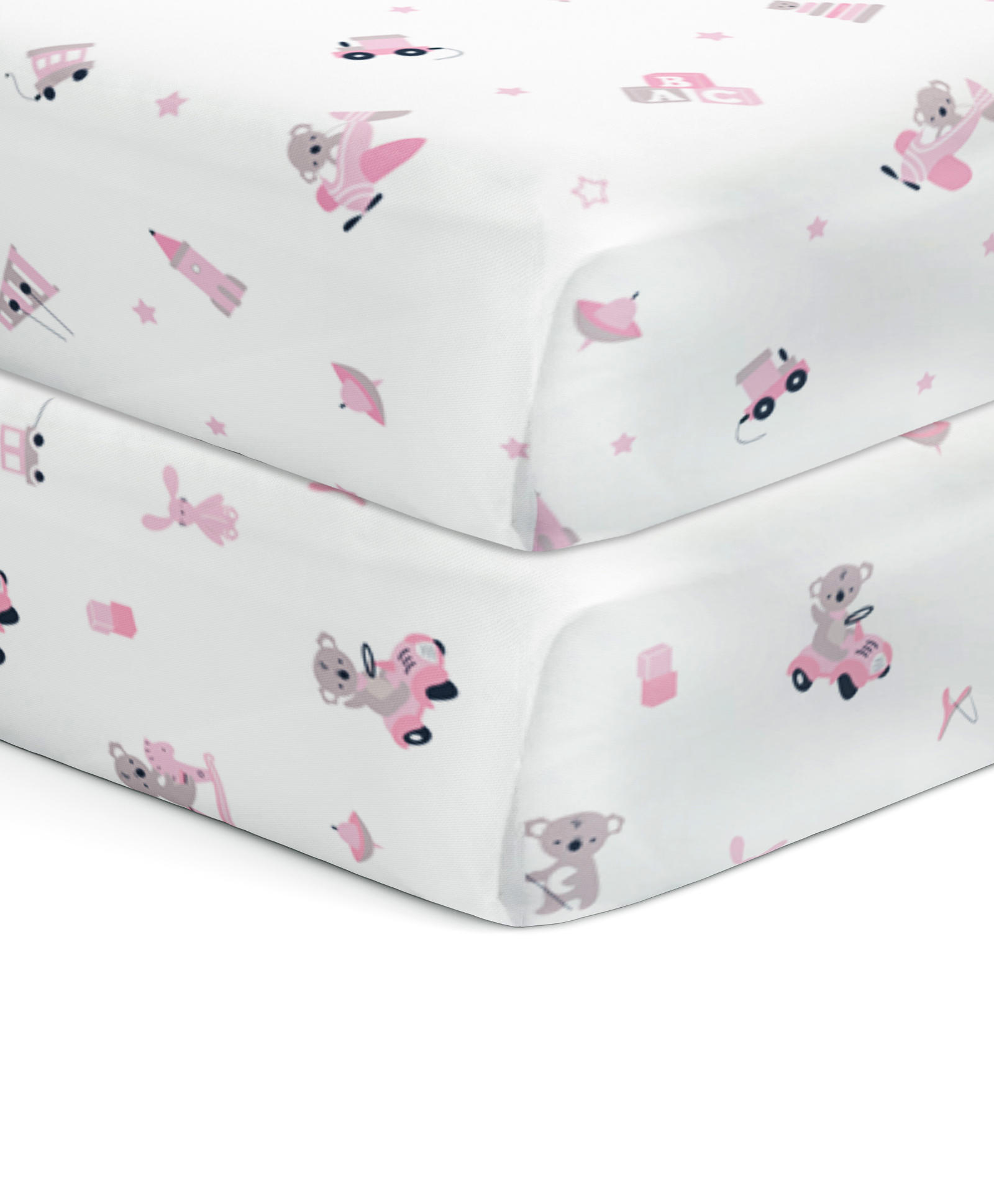 The White Cradle Pure Organic Cotton Bear Print Cot Sheet Pack of 2 - White Yellow-picture-26
