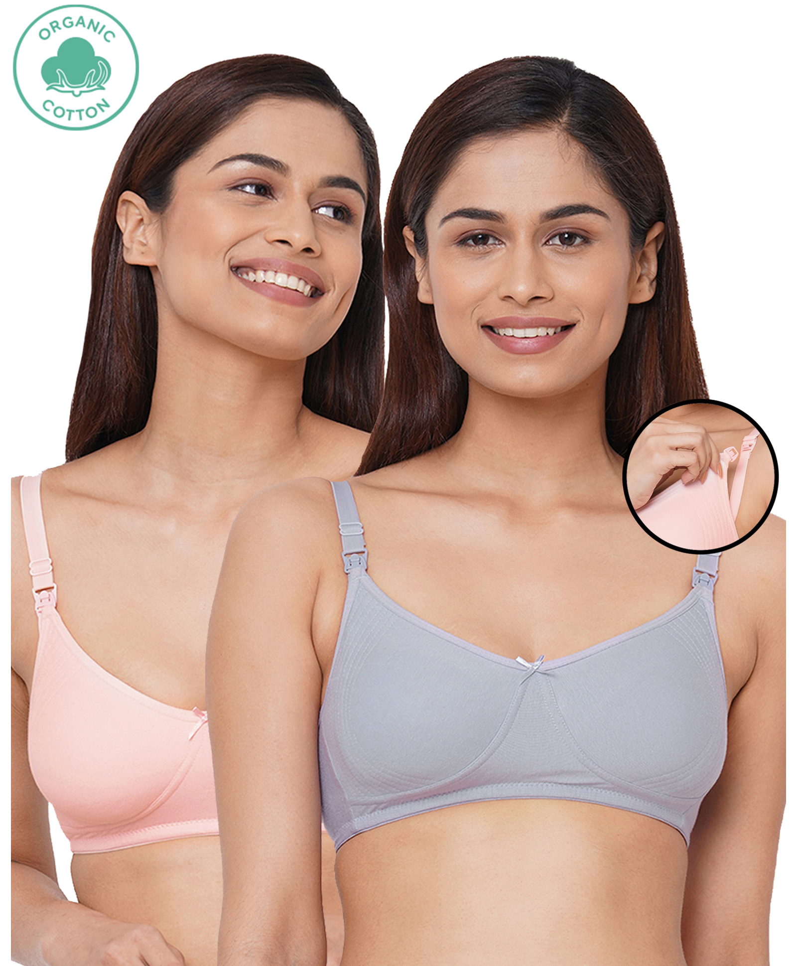 Inner Sense Organic Antimicrobial Soft Feeding Bra Pack Of 2 - Blue Peach-picture-12
