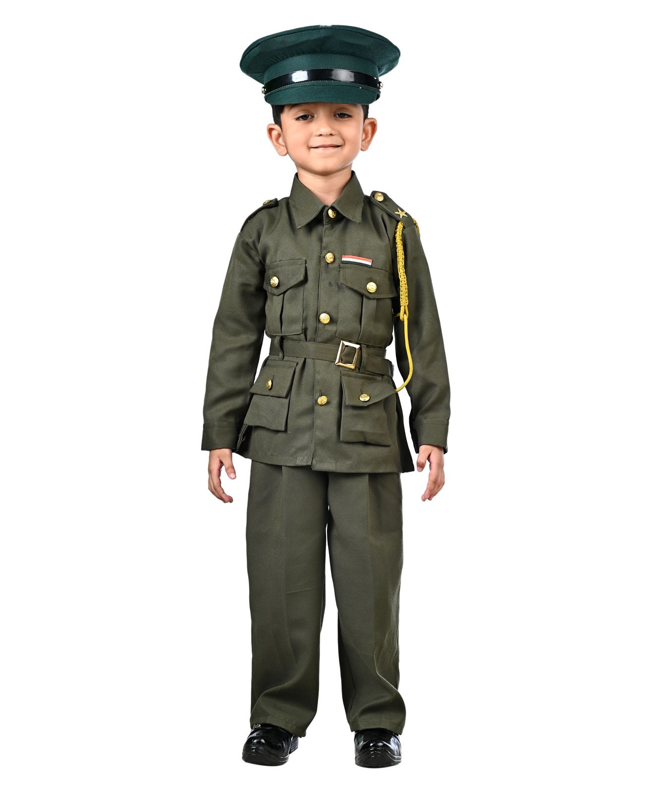 BookMyCostume Indian Army General Profession Community Helper Kids Fancy Dress Costume - Green-image-46