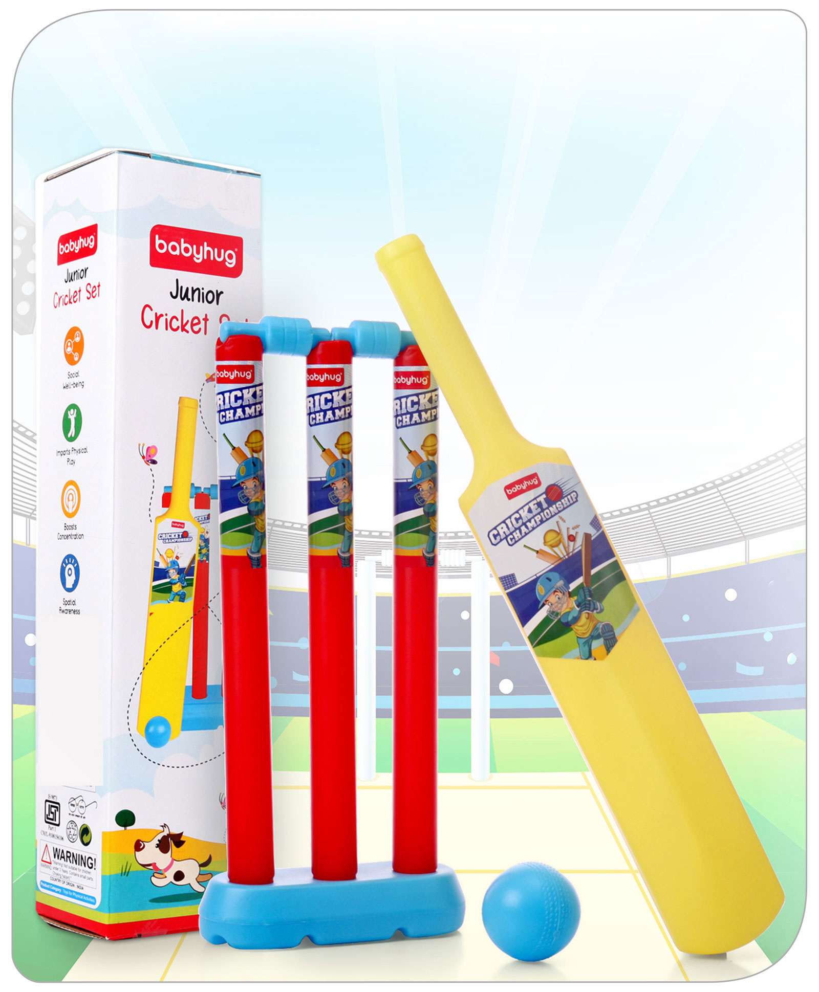 Babyhug Junior Cricket Set - Yellow Red-picture-15