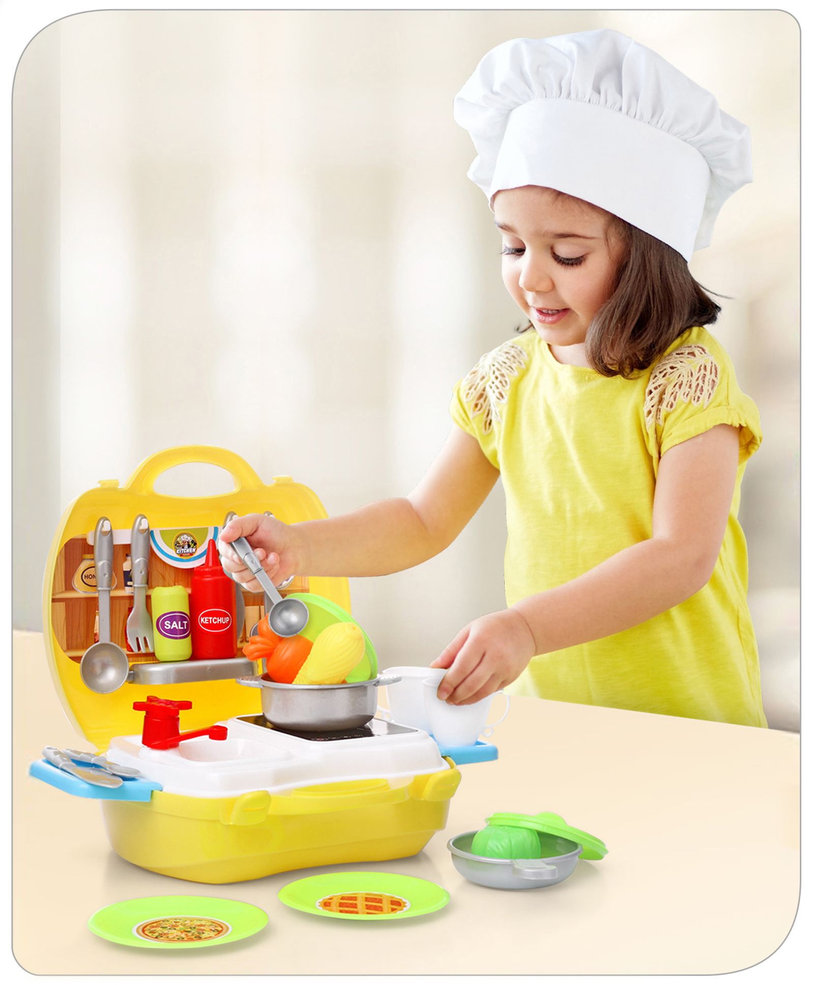 Babyhug Chef's Home Kitchen Suitcase Playset - 28 Pieces