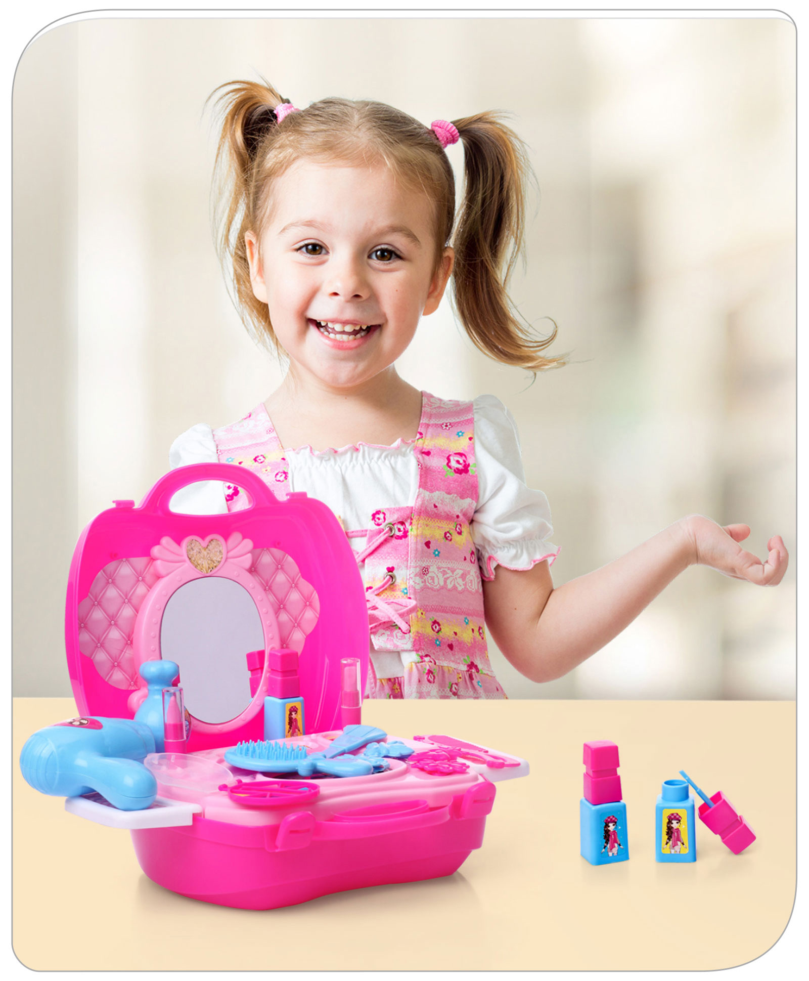 Babyhug My Vanity Makeup Suitcase Playset - 21 Pieces