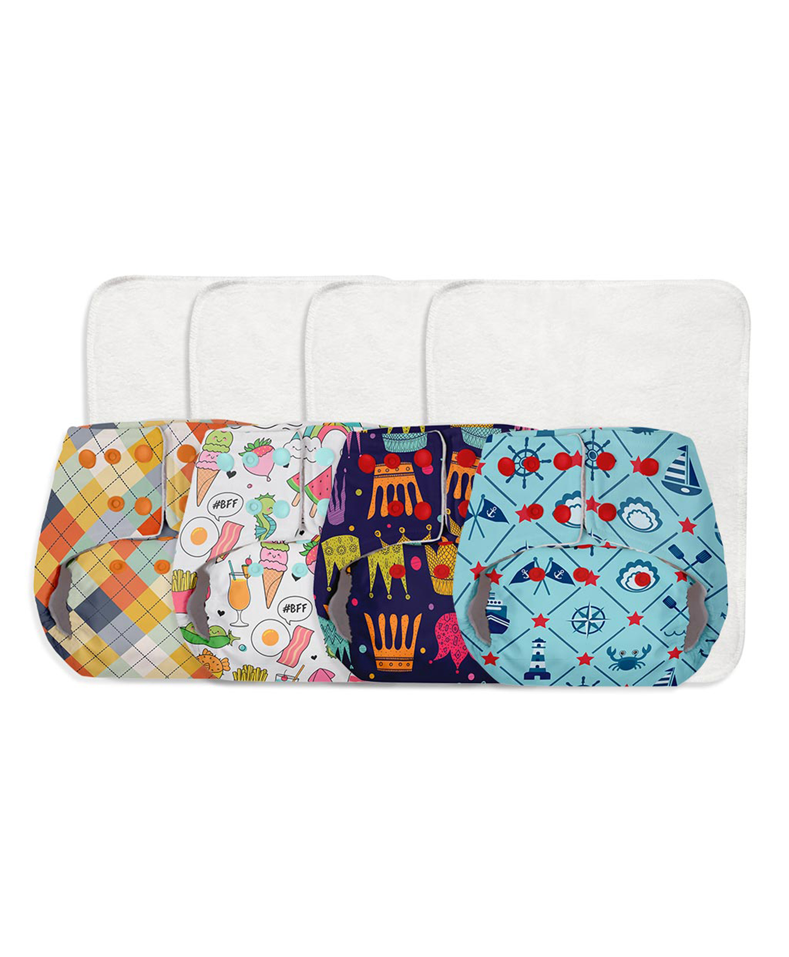 Superbottoms BASIC Cloth Diapers, Quick Absorption, Reusable Diapers for Baby (3m-3y) 4 Diaper and 4 Quick Dry Pads-image-18